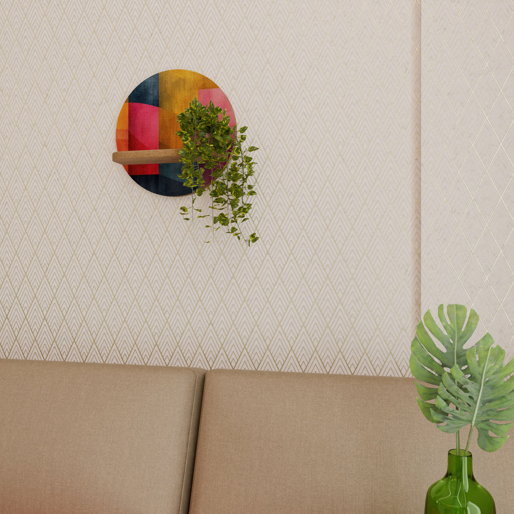 COLORFUL SOUNDS Rundes Kunstregal in Eiche-Optik