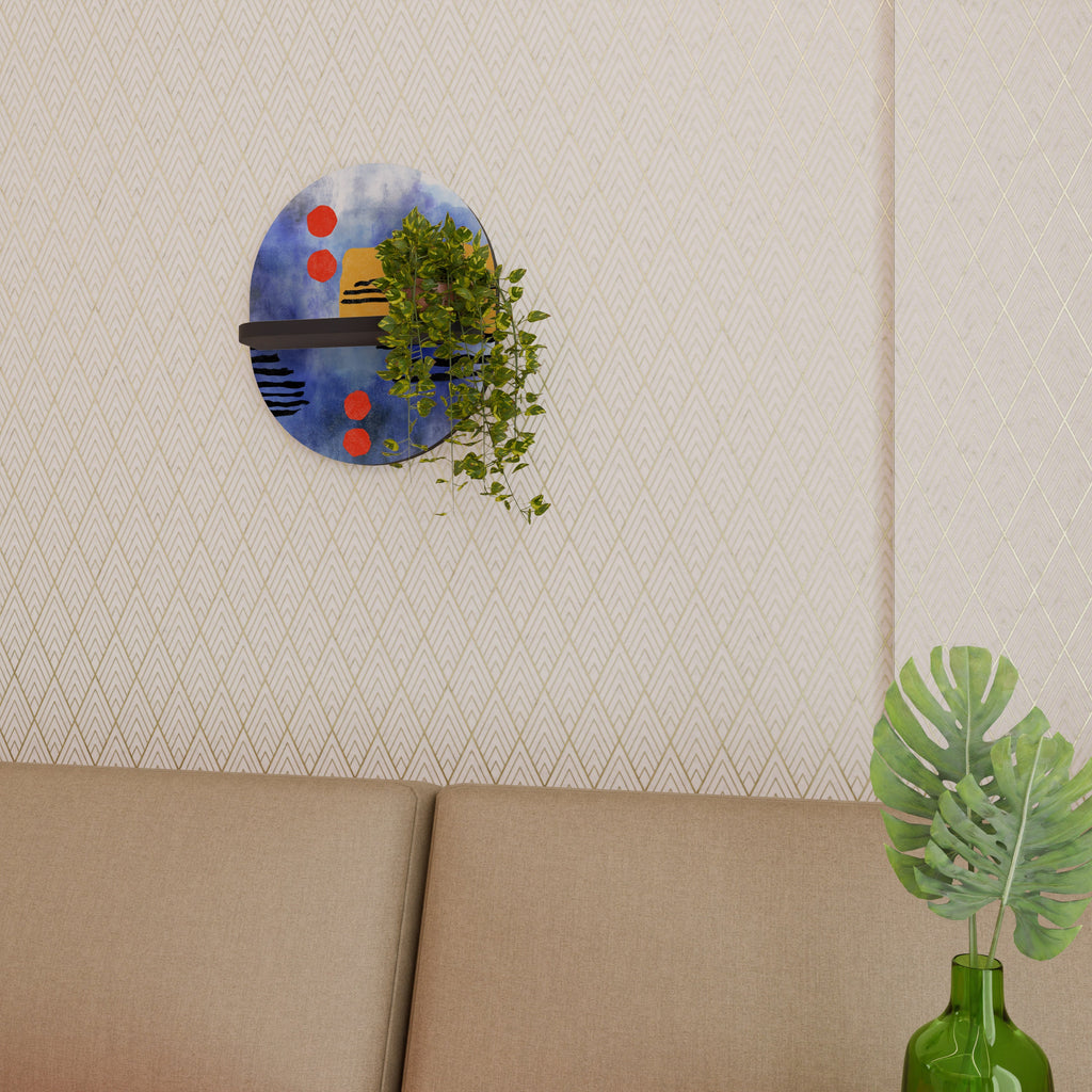 NIGHTFALL VIBRANCE Ovales Kunstregal in Schwarz