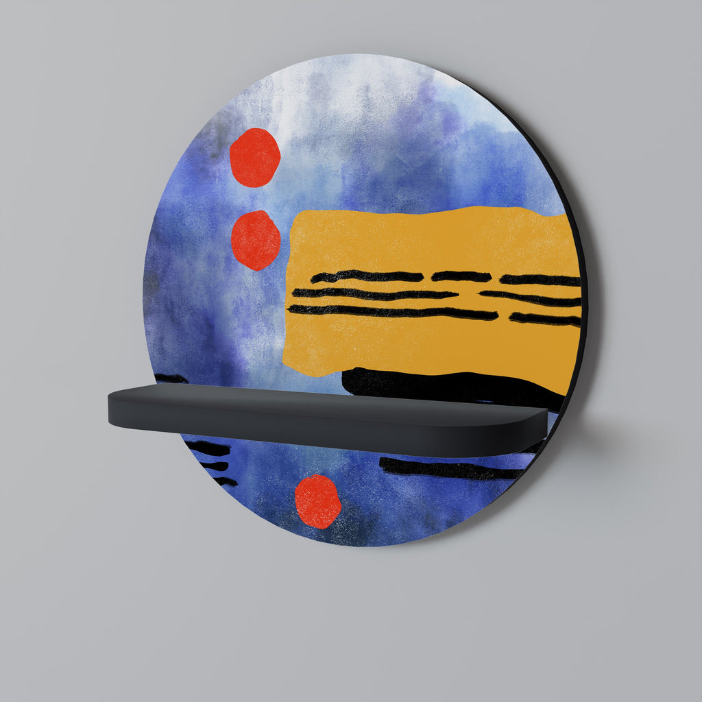 NIGHTFALL VIBRANCE Rundes Kunstregal in Schwarz