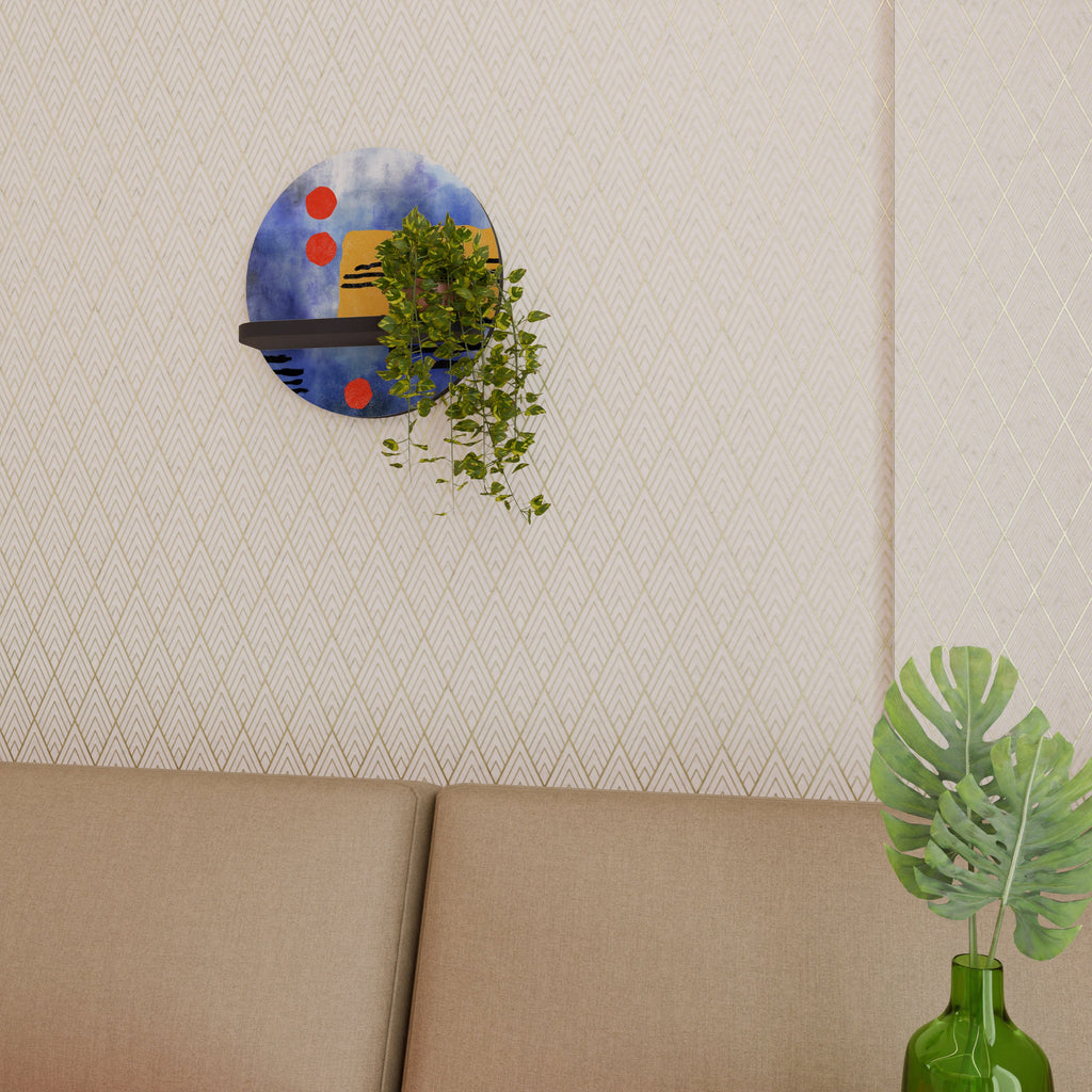 NIGHTFALL VIBRANCE Rundes Kunstregal in Schwarz