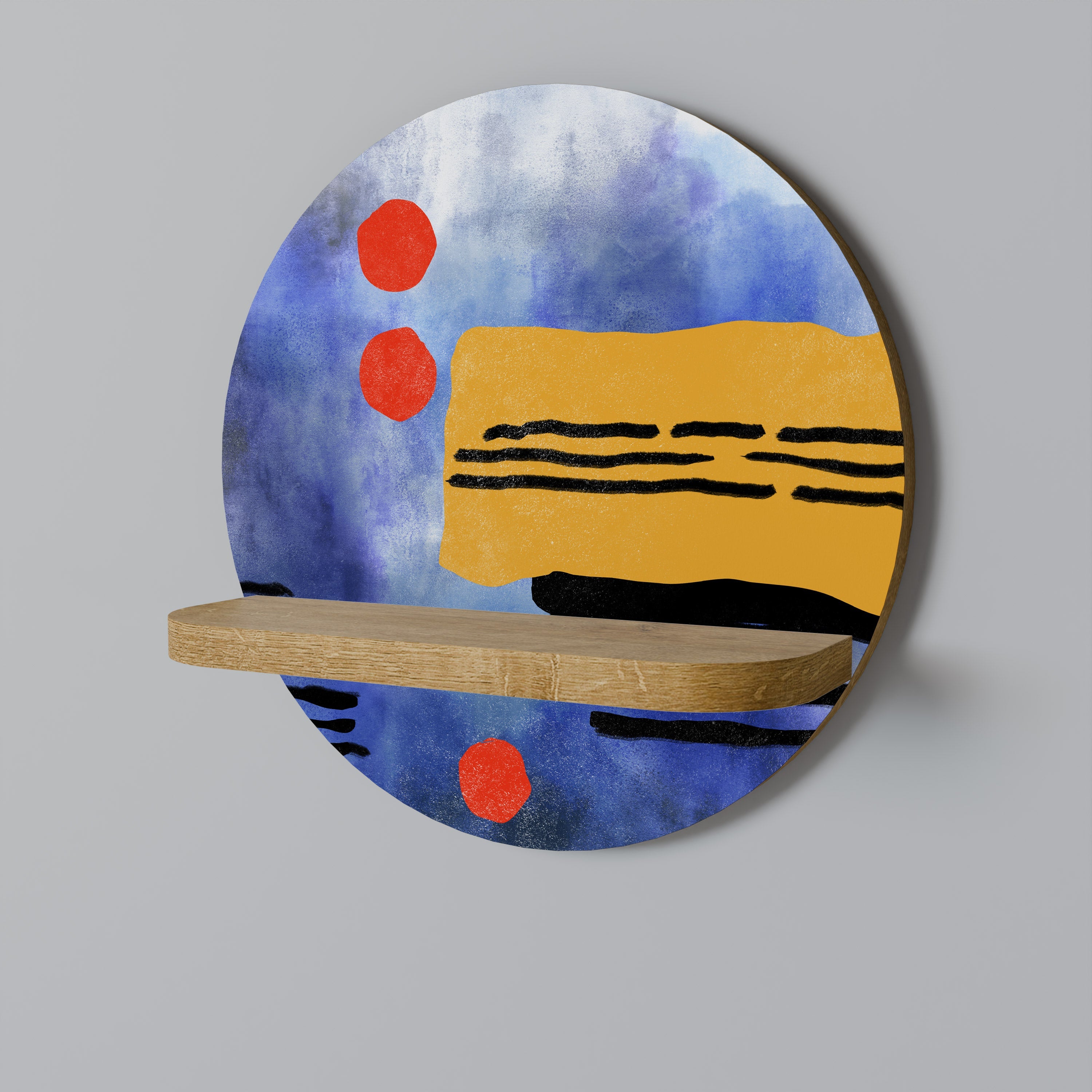 NIGHTFALL VIBRANCE Rundes Kunstregal in Eiche-Optik