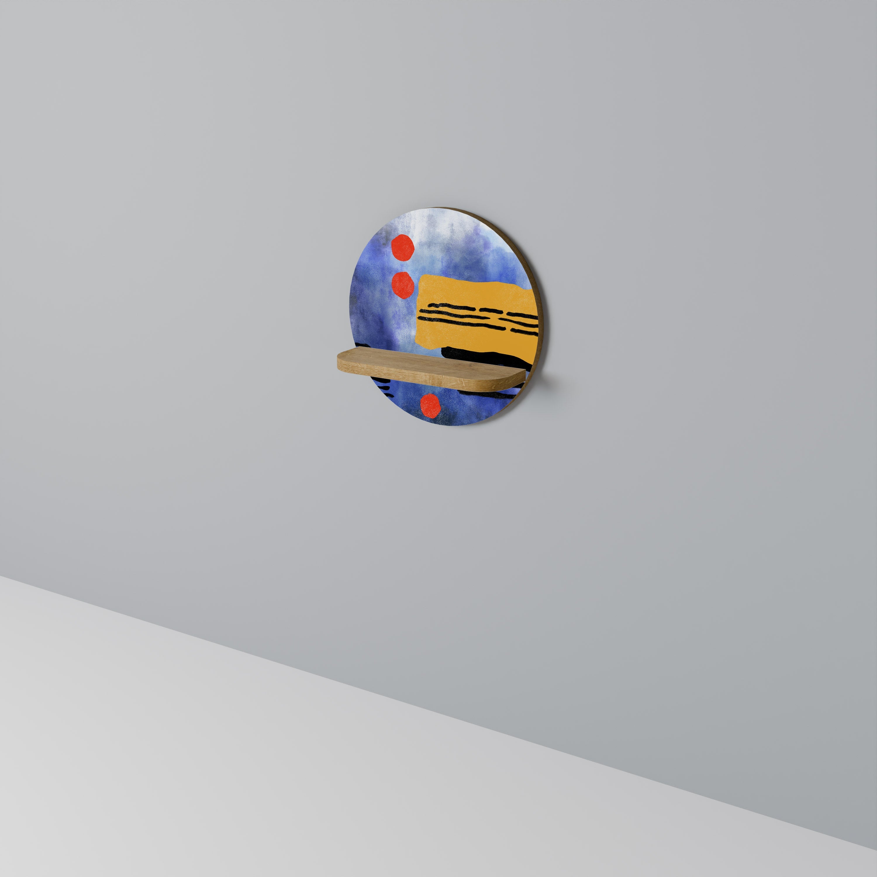 NIGHTFALL VIBRANCE Rundes Kunstregal in Eiche-Optik