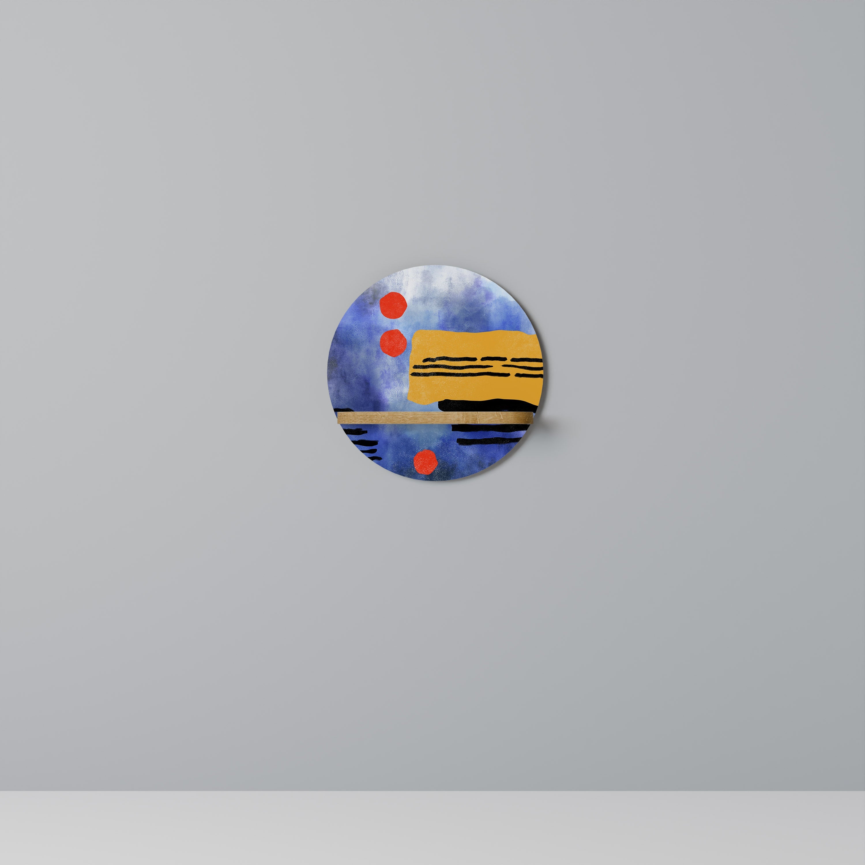 NIGHTFALL VIBRANCE Rundes Kunstregal in Eiche-Optik