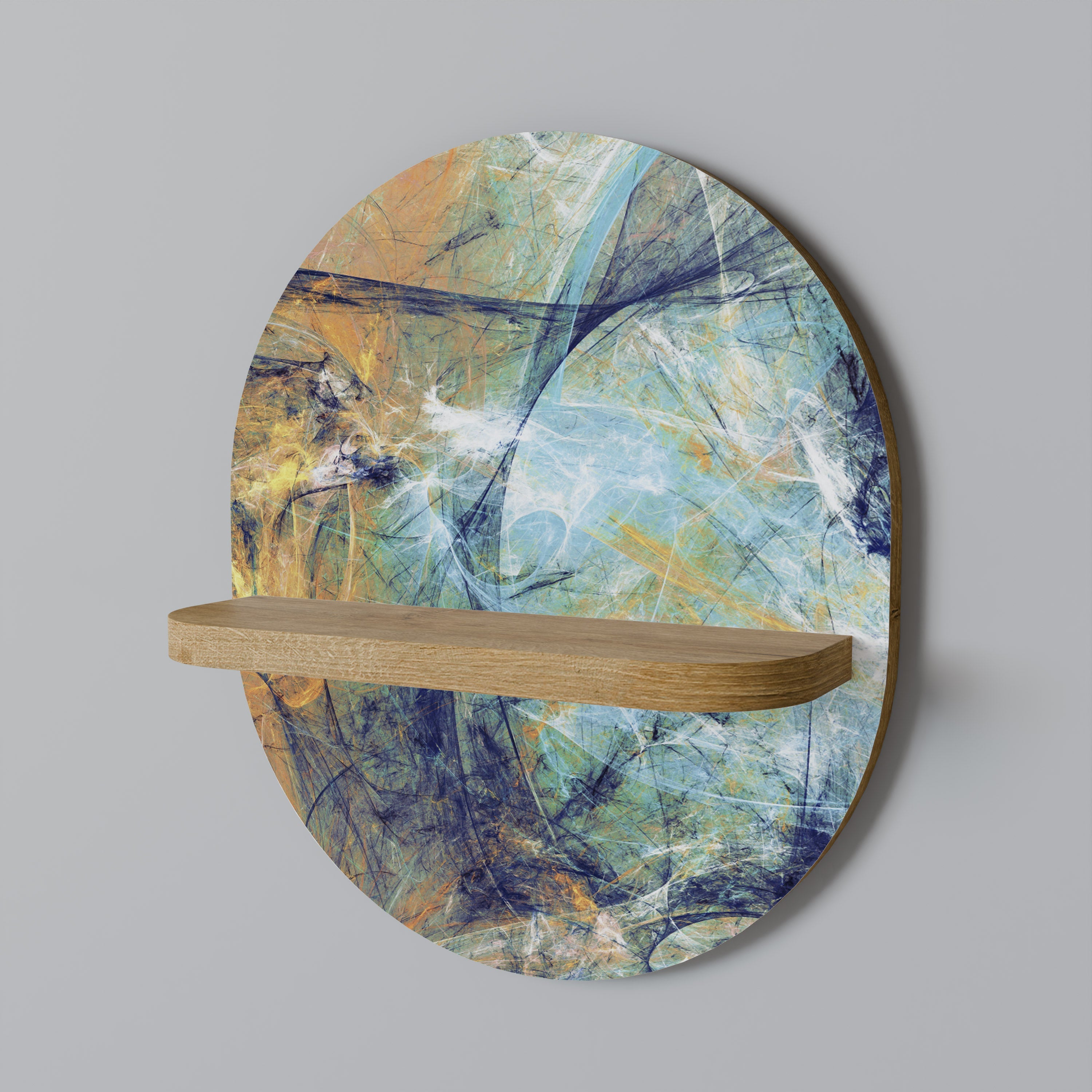 ABSTRACT THOUGHTS Ovales Kunstregal in Eichenoptik