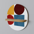GEOMETRIC PUZZLE Oval Art Shelf In Oak Effect