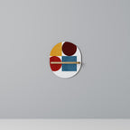 GEOMETRIC PUZZLE Oval Art Shelf In Oak Effect