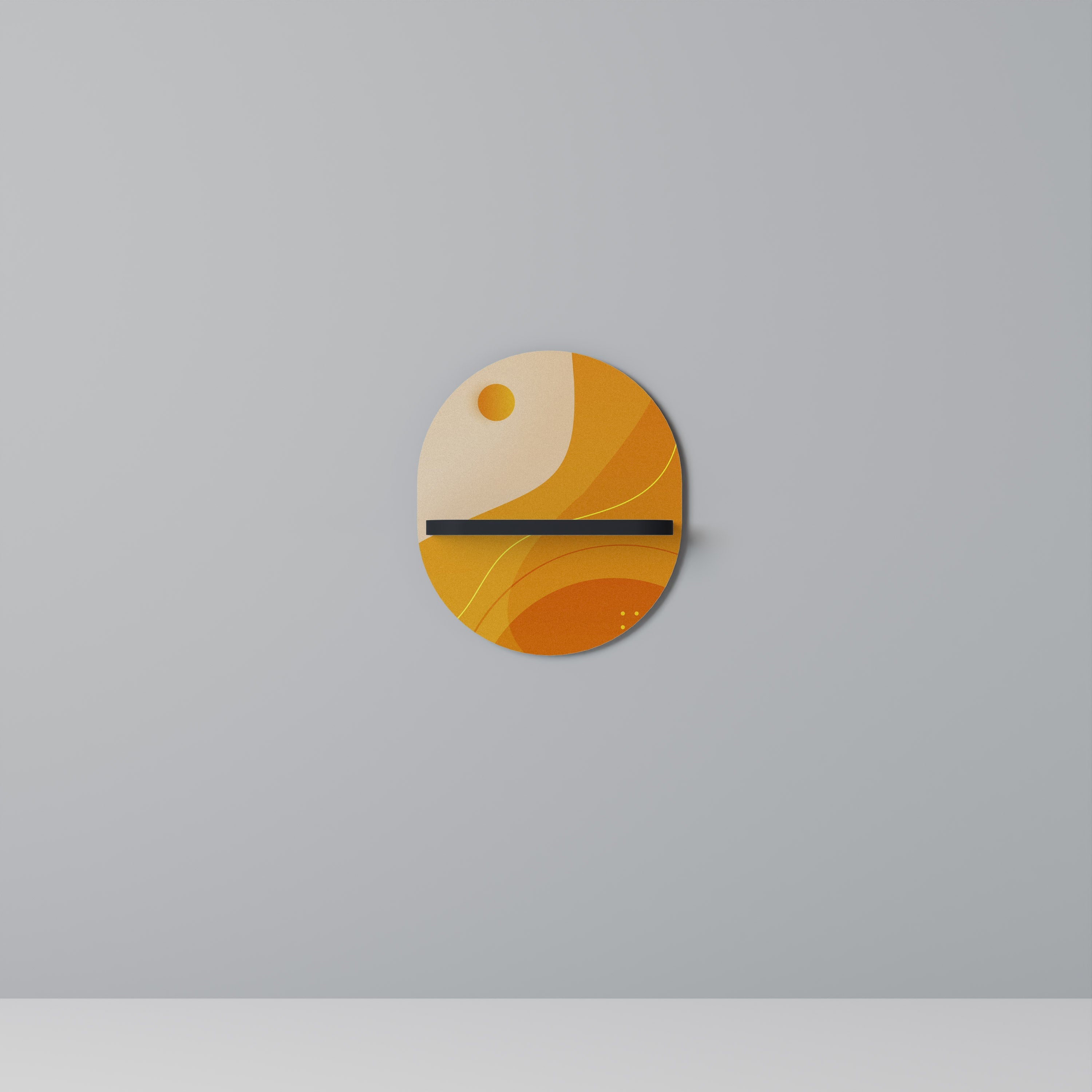 ORANGE ARRANGEMENT Ovales Kunstregal in Schwarz