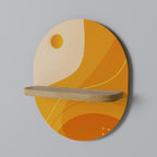 ORANGE ARRANGEMENT Oval Art Shelf In Oak Effect