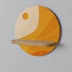 ORANGE ARRANGEMENT Rundes Kunstregal in Eiche-Optik