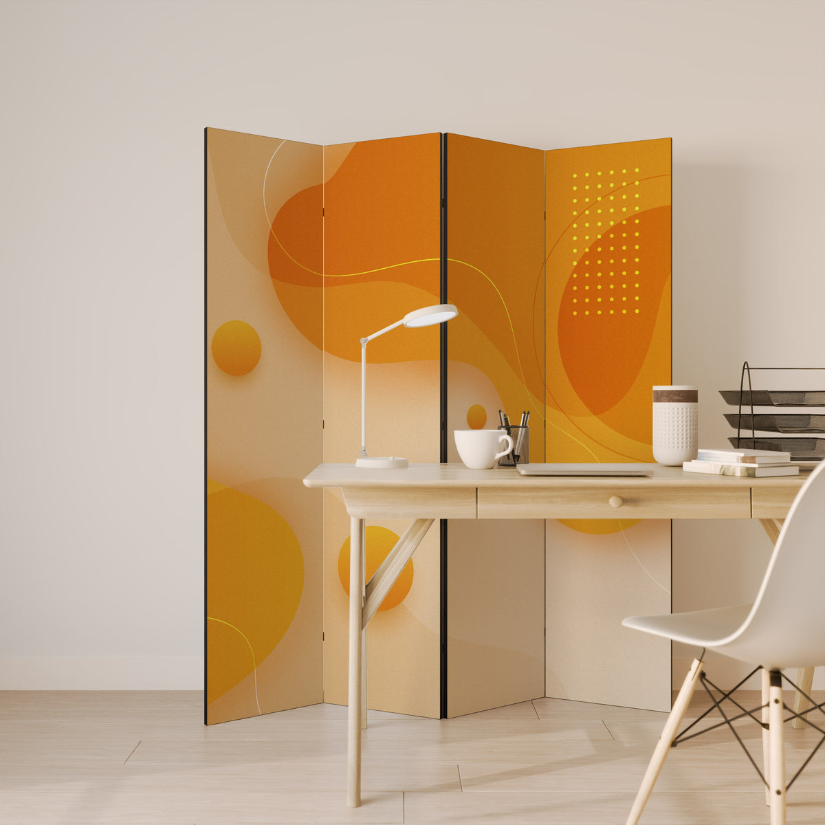 ORANGE ARRANGEMENT 4-teiliger Paravent