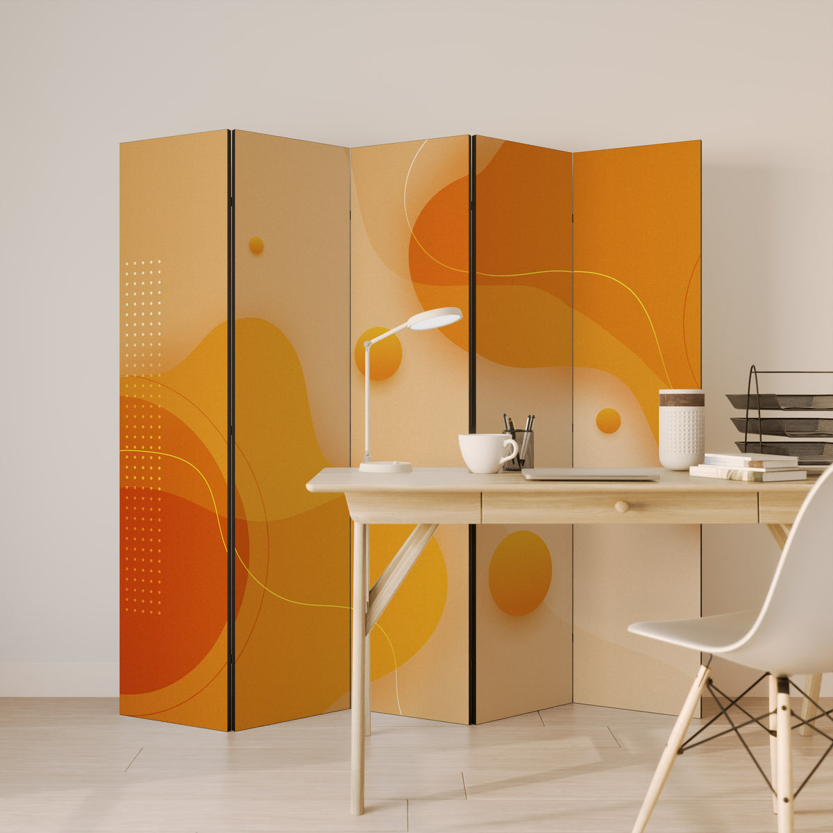 ORANGE ARRANGEMENT 5-teiliger Paravent