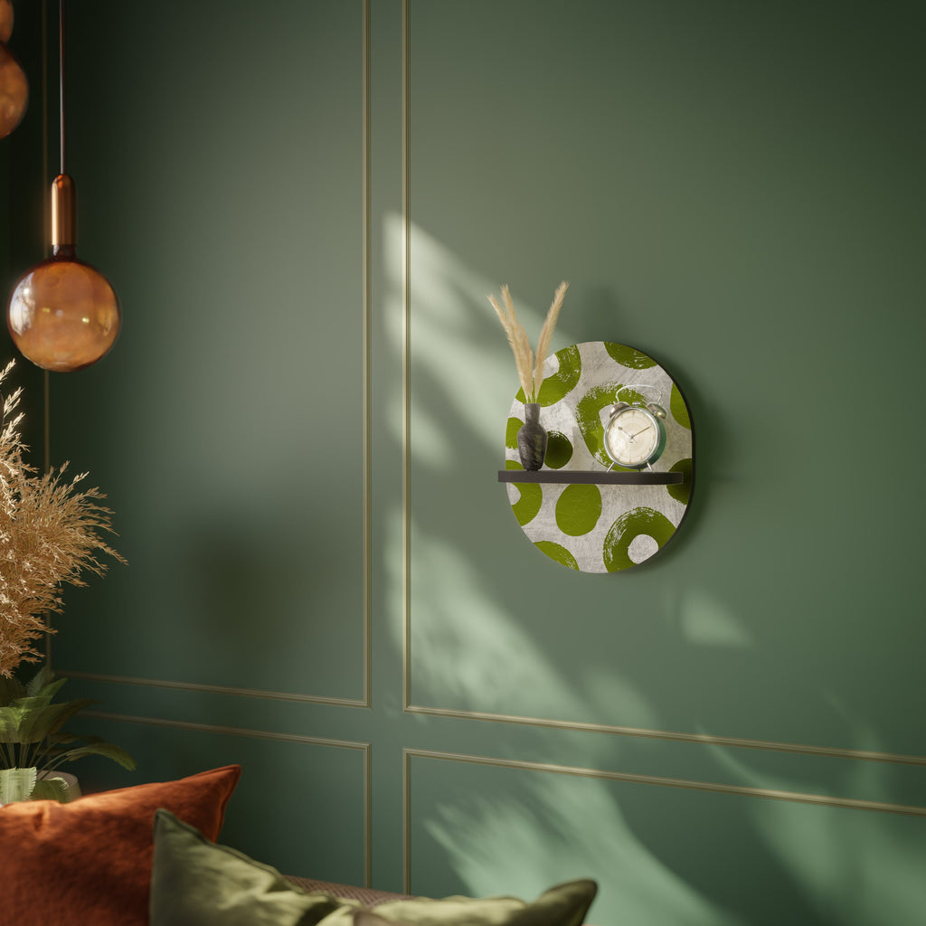 GREEN RHAPSODY Oval Art Shelf In Black Finish