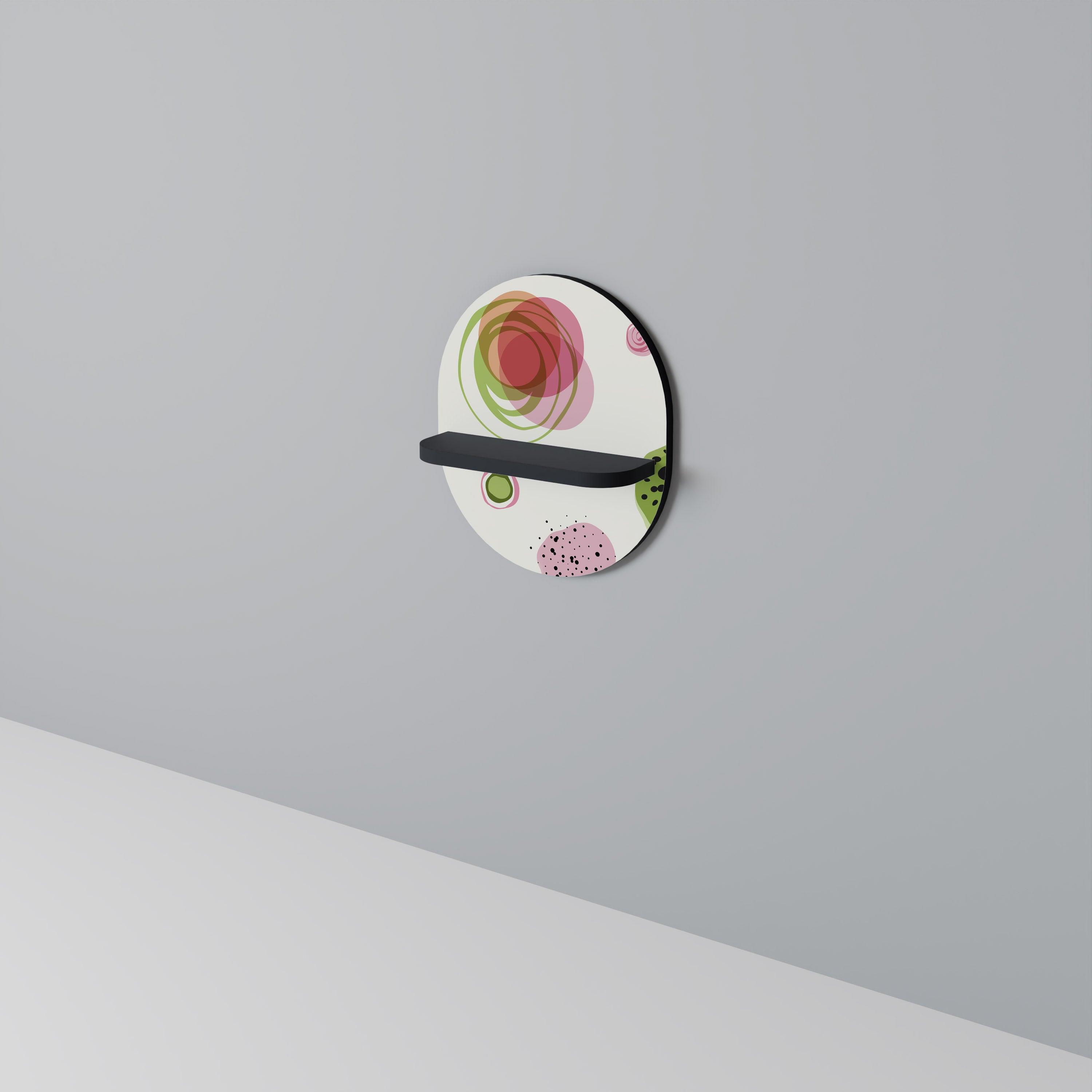 COLORFUL COSMOS Ovales Kunstregal in Schwarz