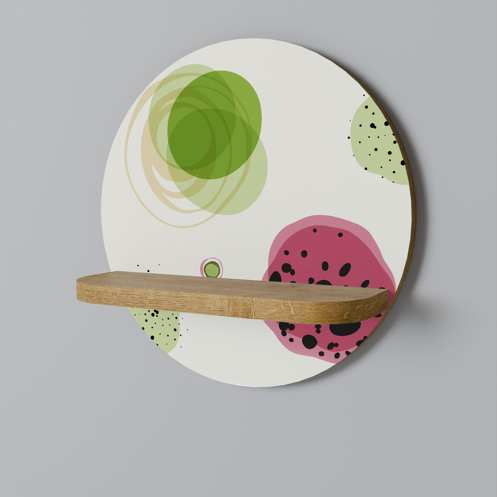 COLORFUL COSMOS Rundes Kunstregal in Eiche-Optik