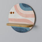 TWO HALVES Rundes Kunstregal in Eiche-Optik