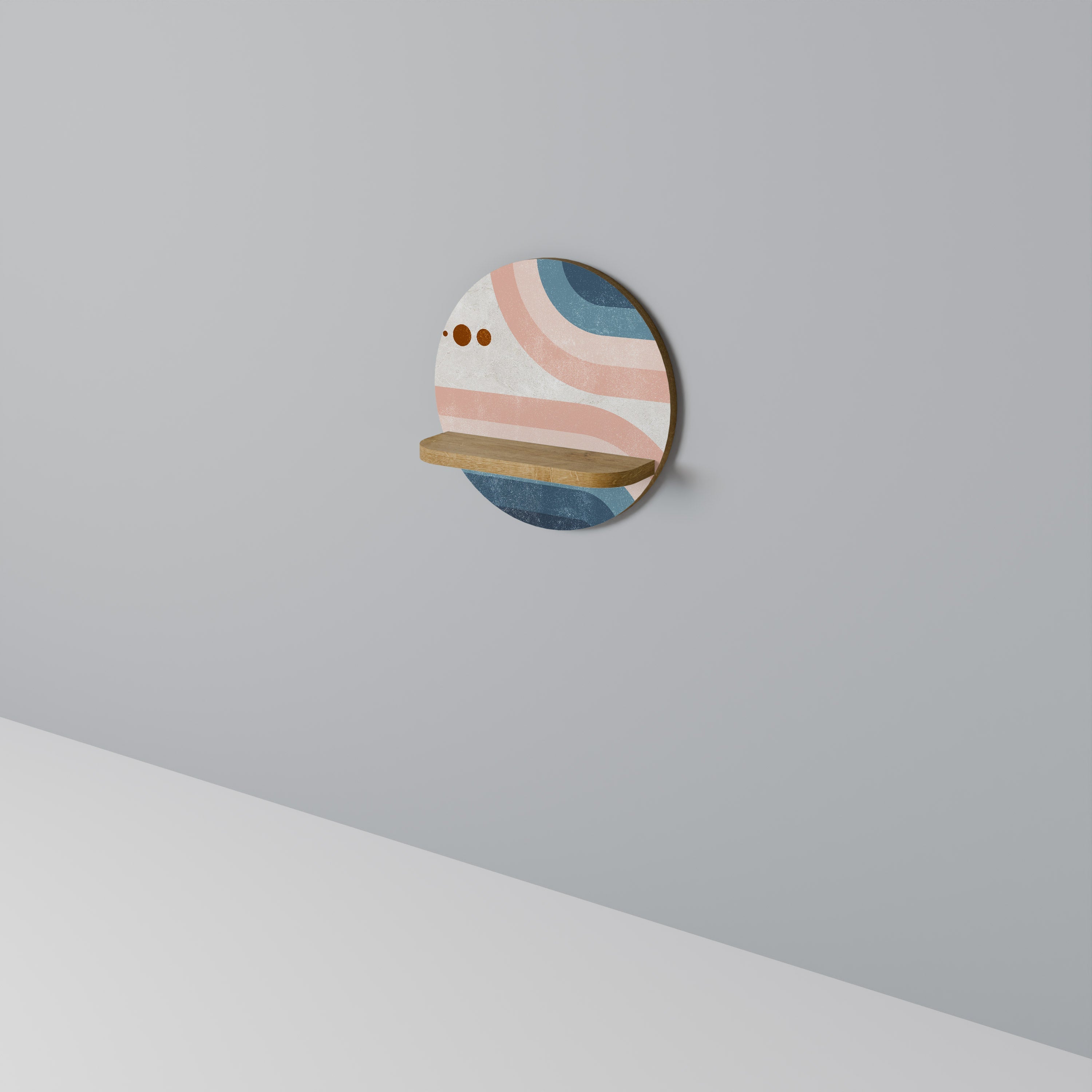 TWO HALVES Rundes Kunstregal in Eiche-Optik