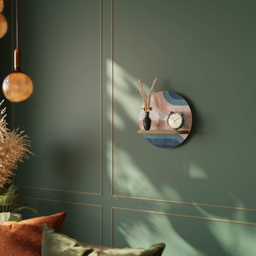 TWO HALVES Rundes Kunstregal in Eiche-Optik