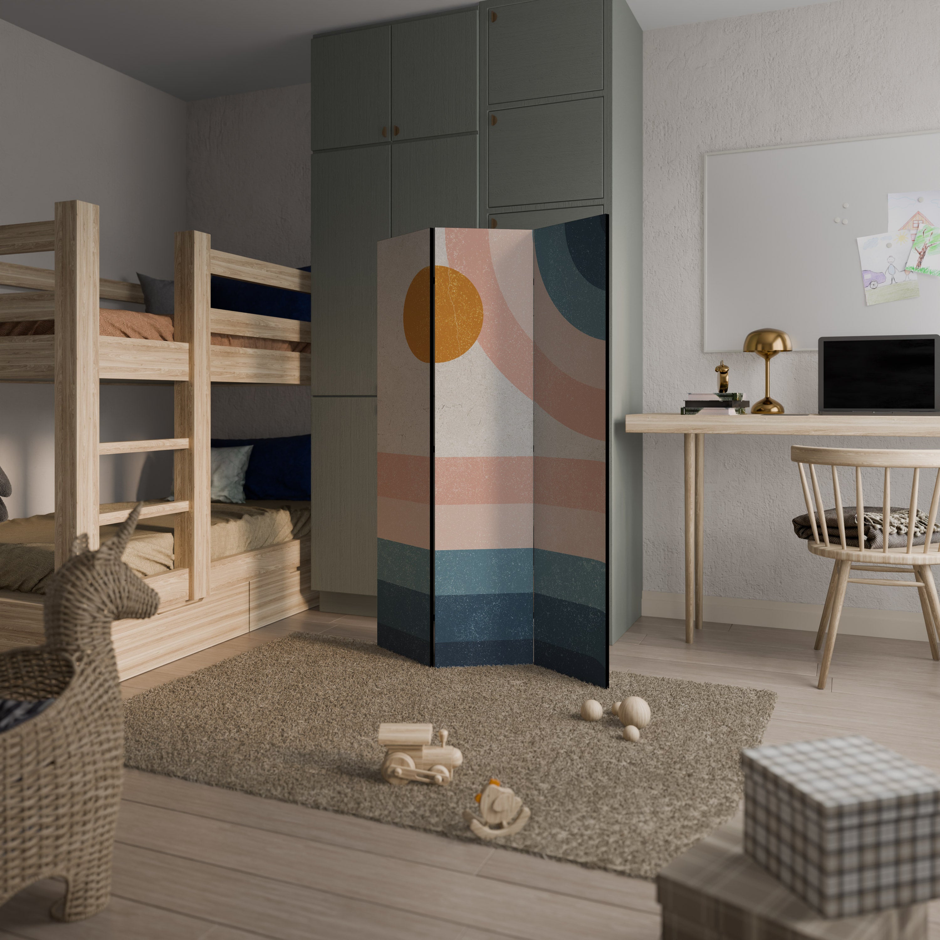 TWO HALVES 3-Panel Room Divider