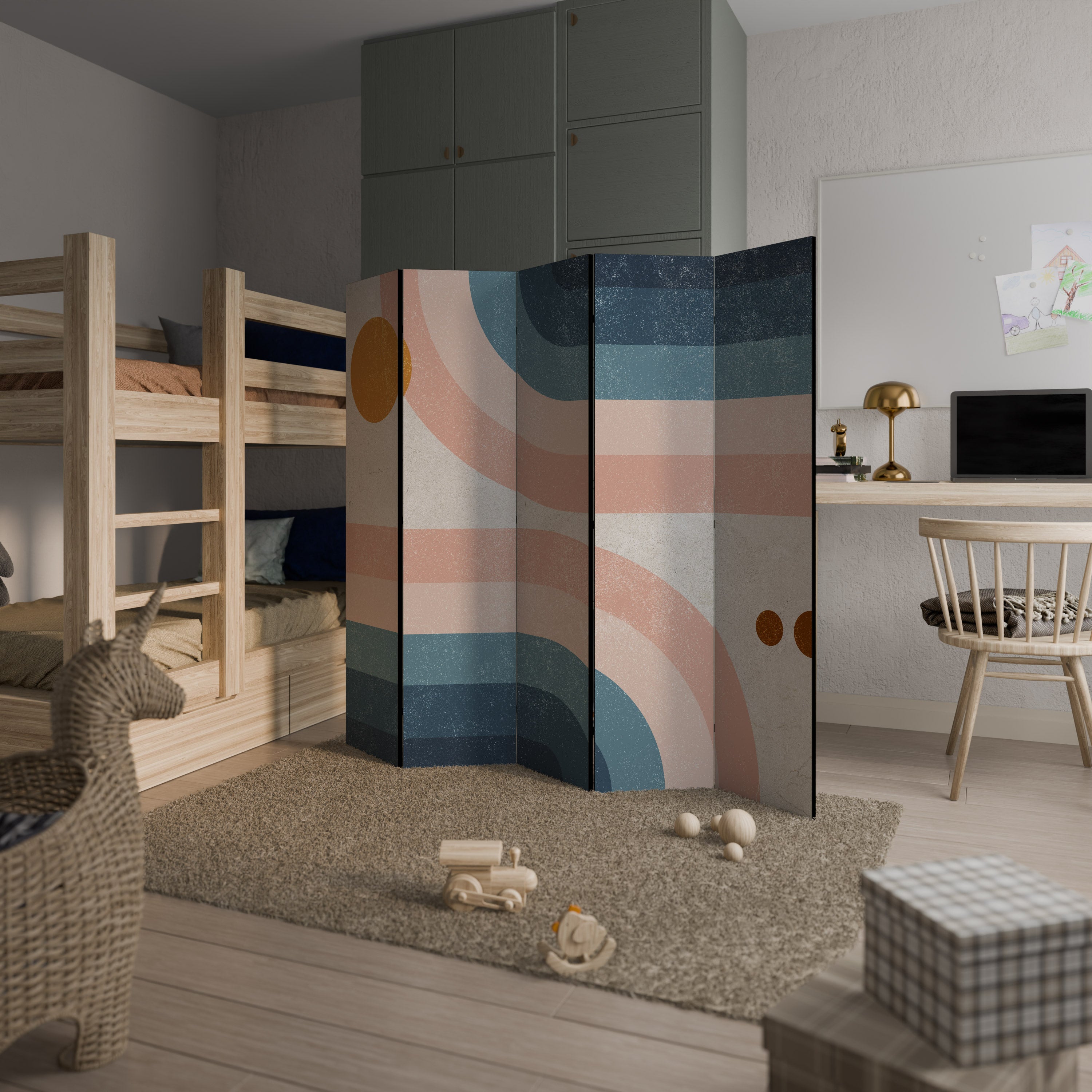 TWO HALVES Decorative 5-Panel Room Divider