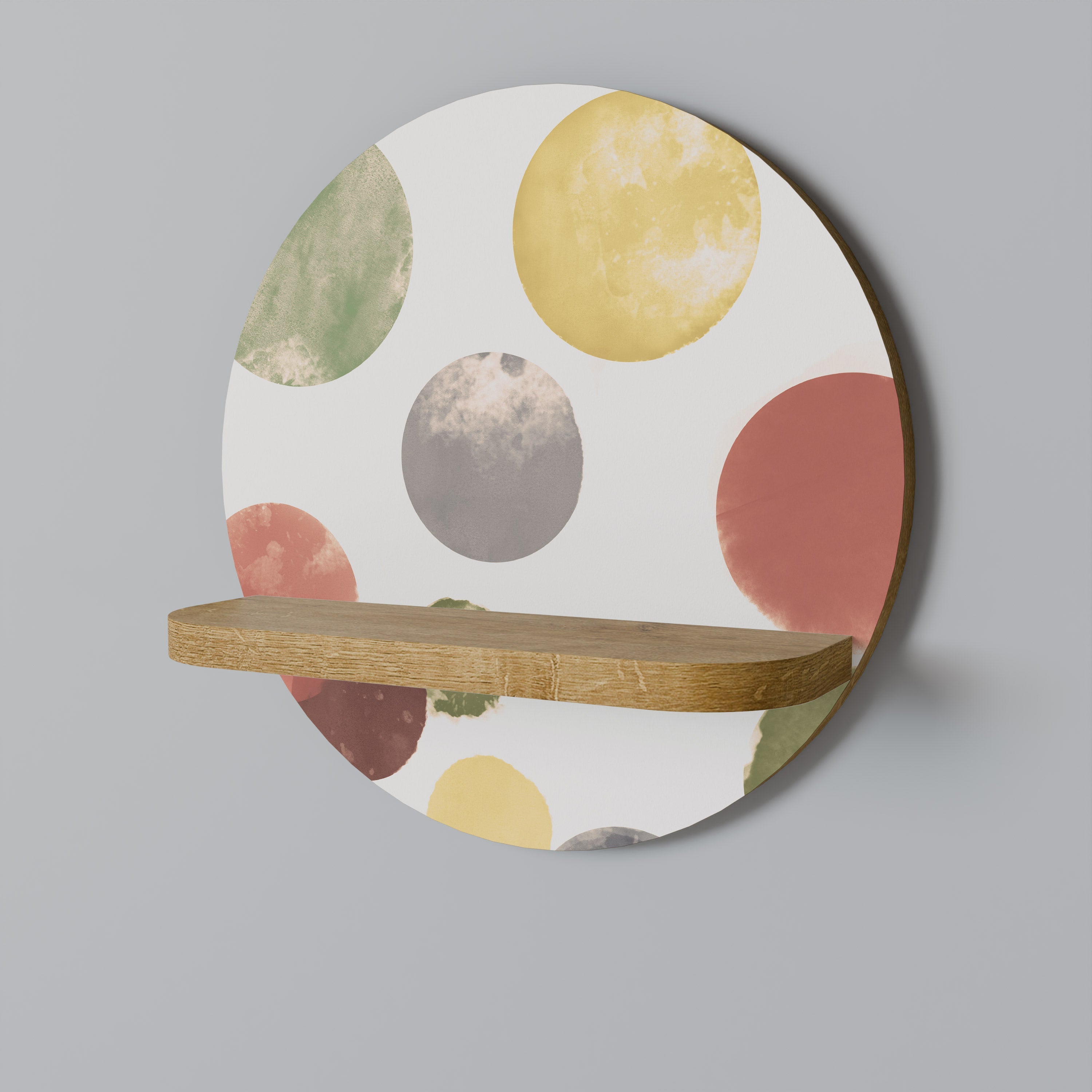 FLEETING HAPPINESS Rundes Kunstregal in Eiche-Optik