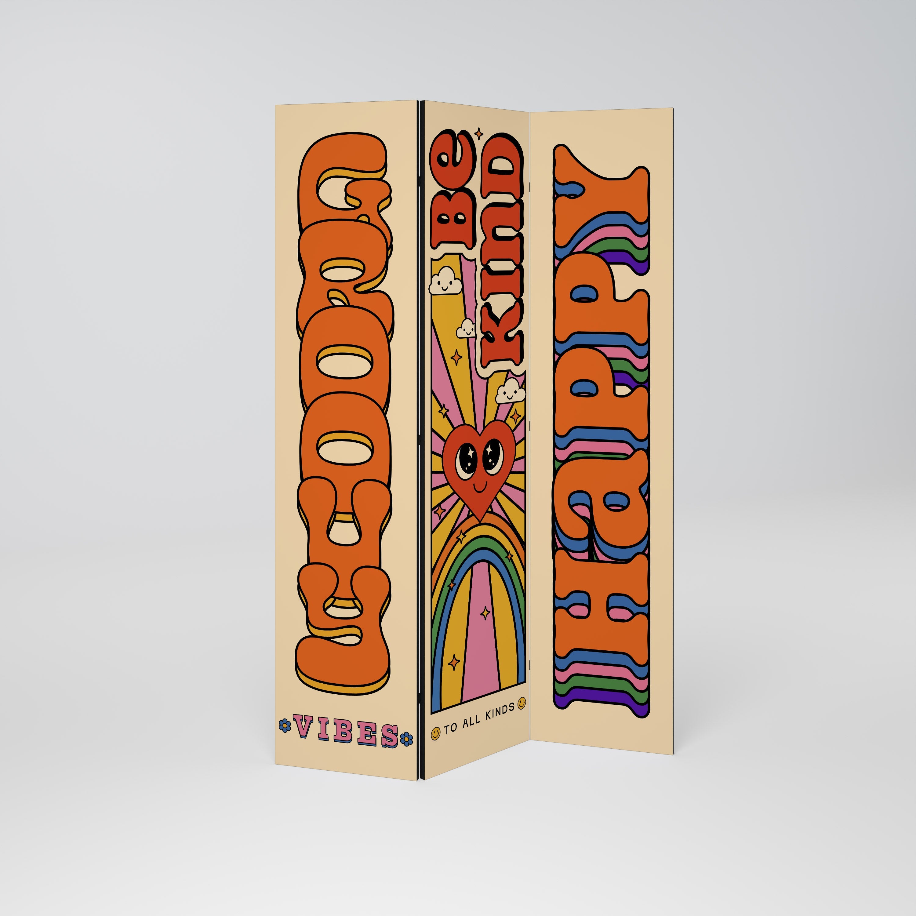 GROOVY POSTERS Dekorativer 3-teiliger Raumteiler