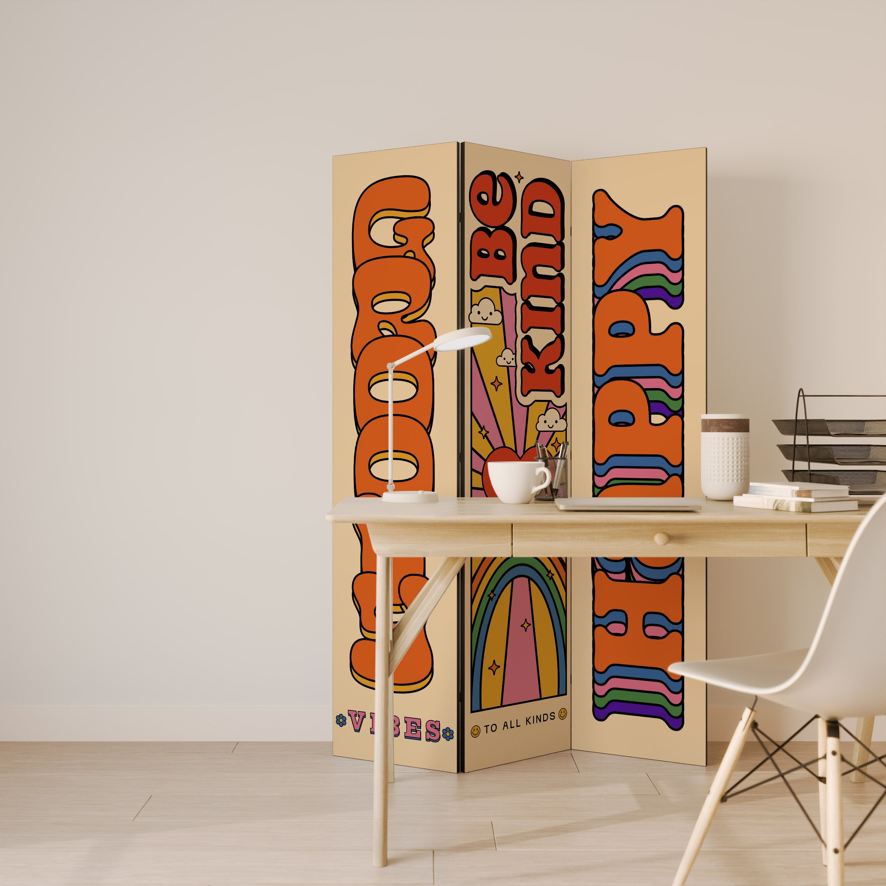GROOVY POSTERS Dekorativer 3-teiliger Raumteiler
