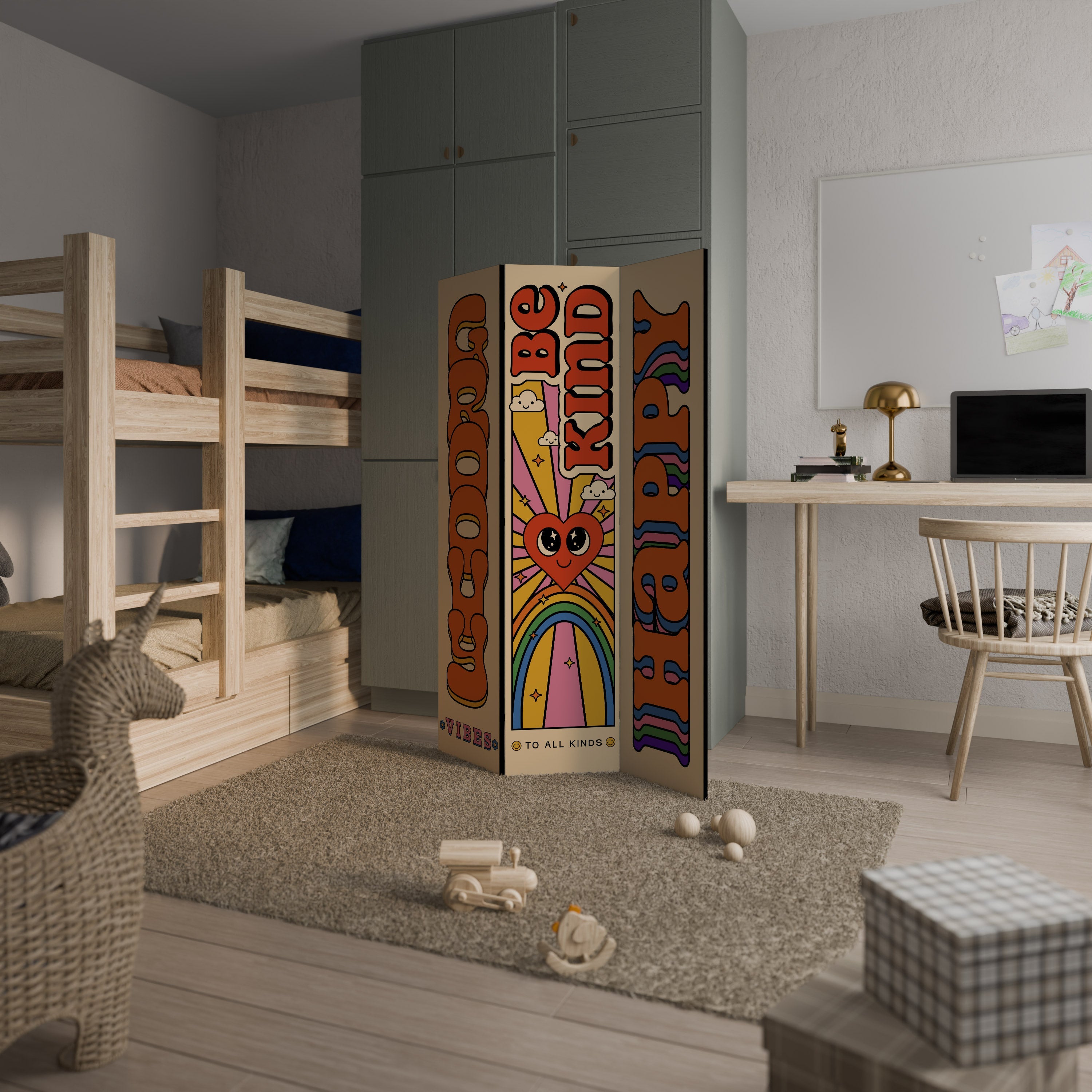 GROOVY POSTERS Dekorativer 3-teiliger Raumteiler