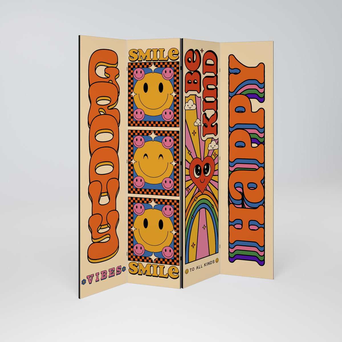 GROOVY POSTERS 4-teiliger Paravent