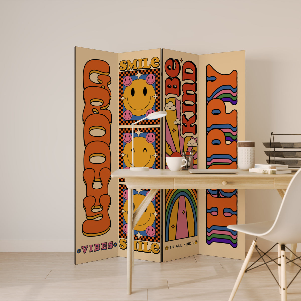GROOVY POSTERS 4-teiliger Paravent