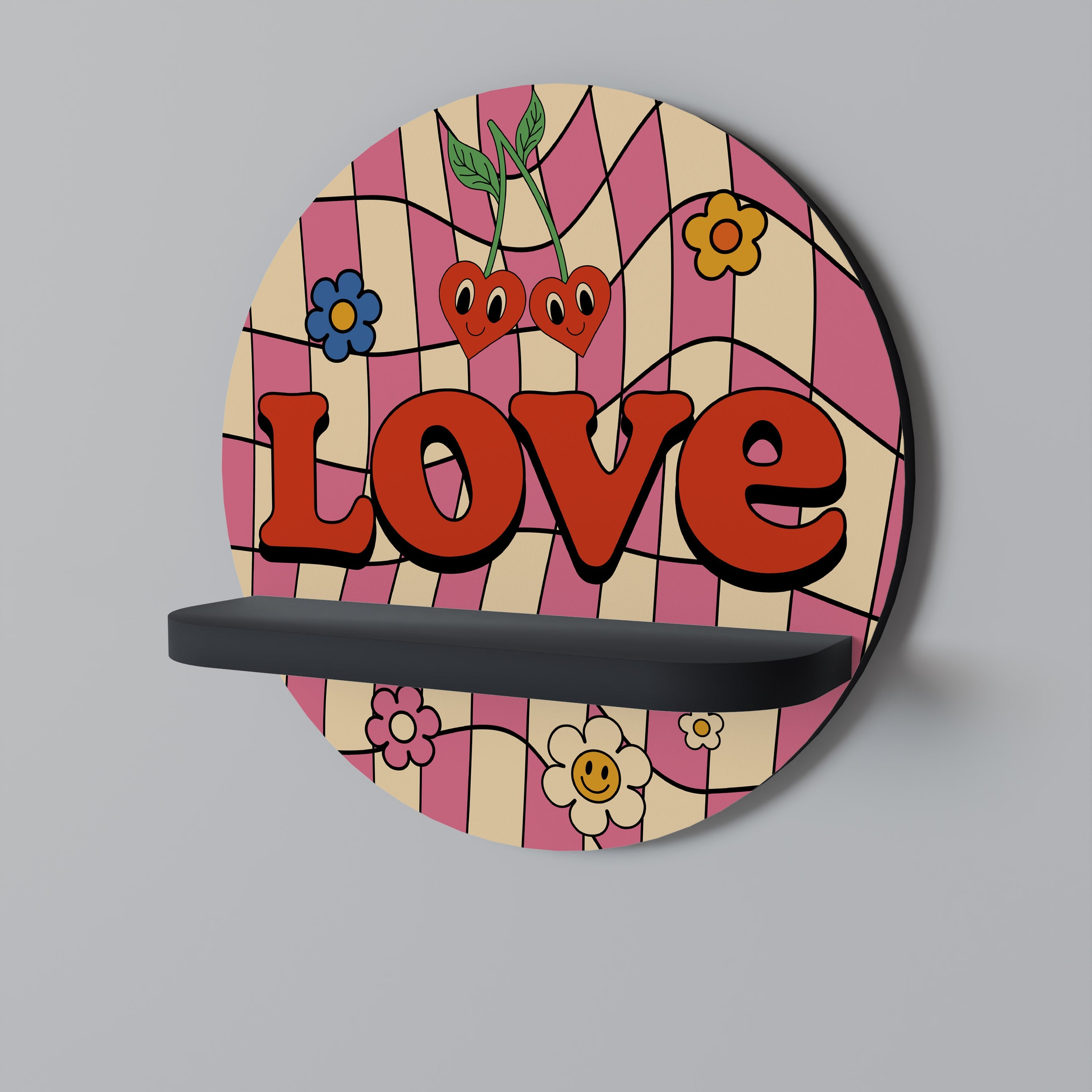 ROCKING LOVE Rundes Kunstregal in Schwarz
