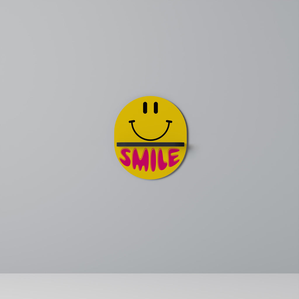 KEEP SMILING Ovales Kunstregal in Schwarz