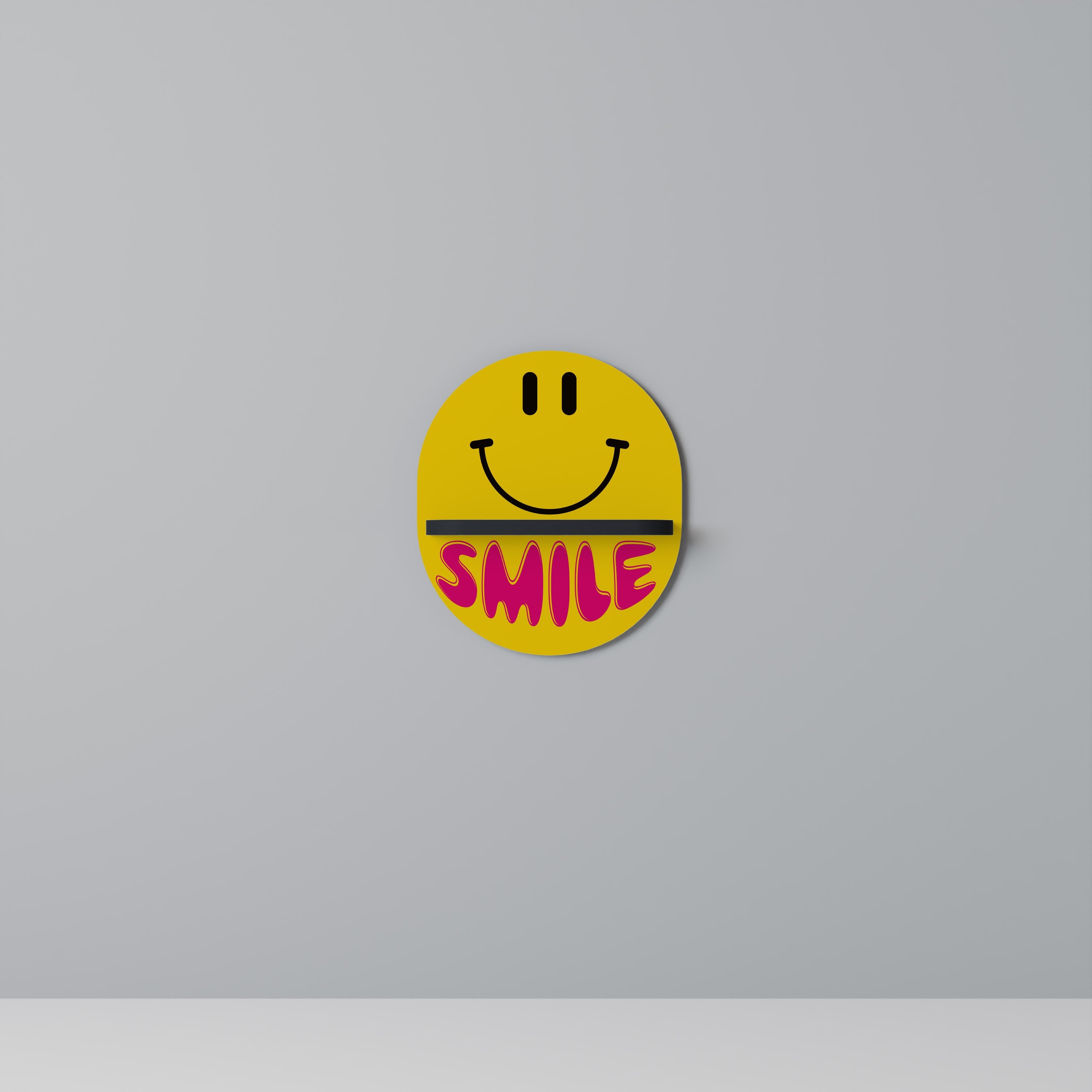 KEEP SMILING Ovales Kunstregal in Schwarz