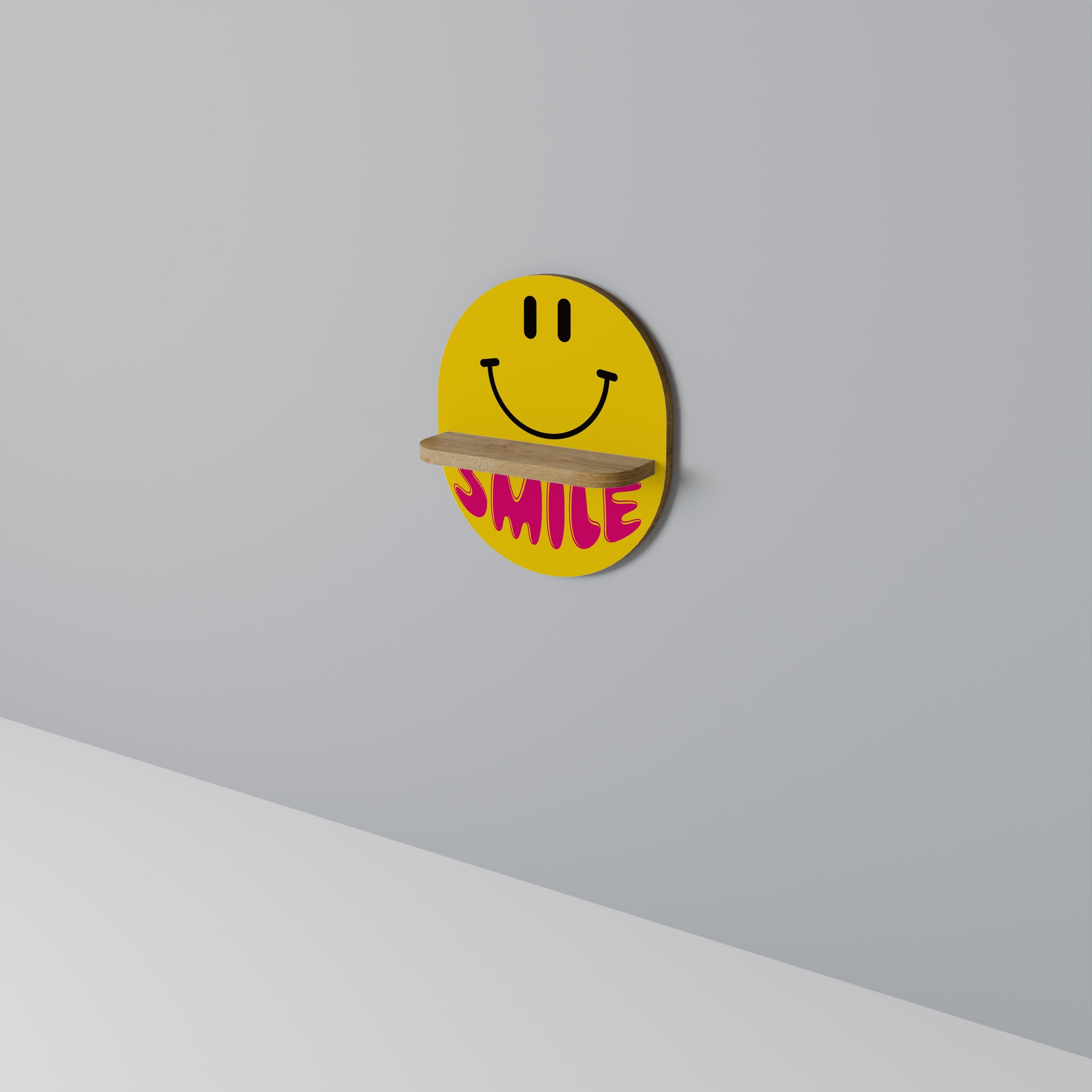 KEEP SMILING Ovales Kunstregal in Eichenoptik