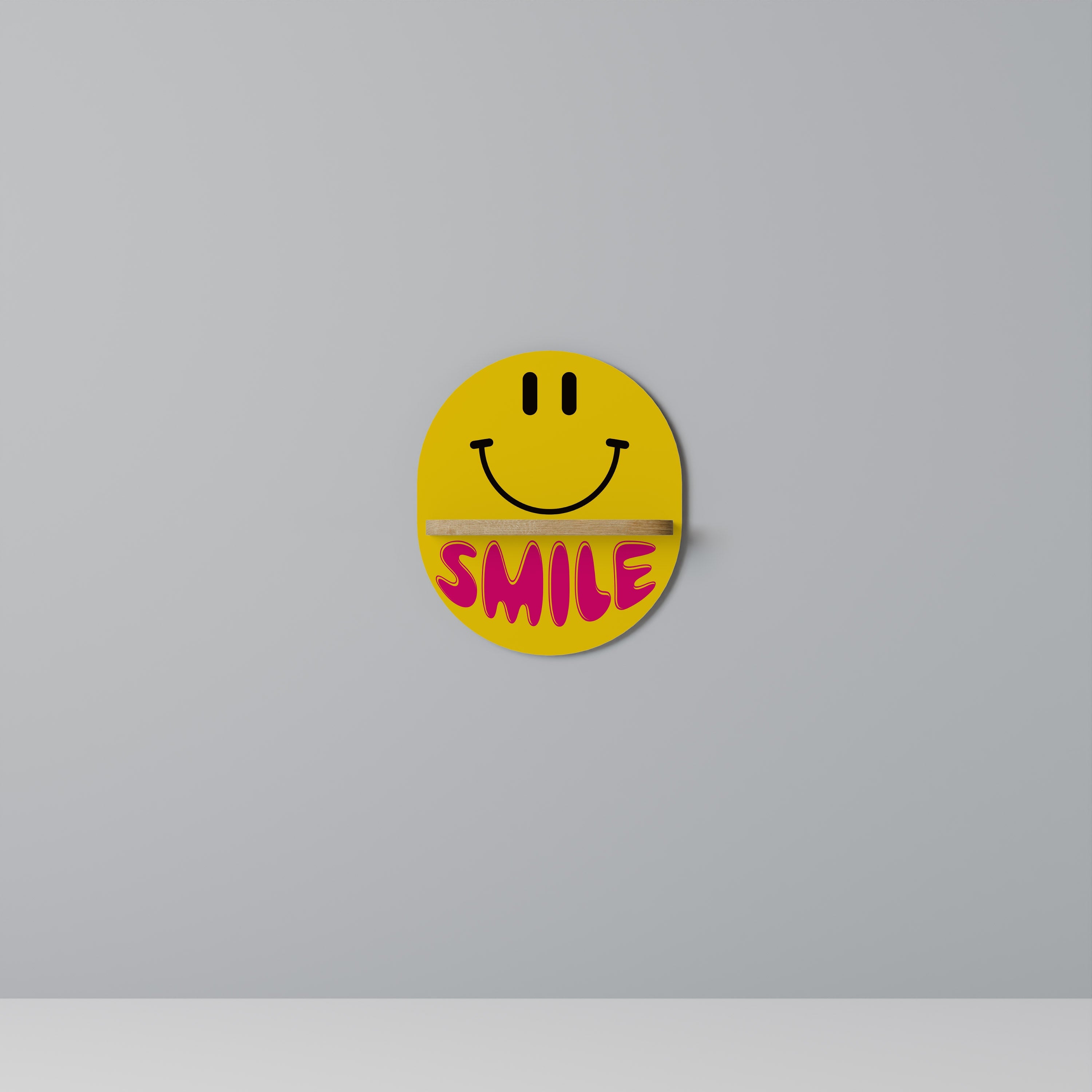 KEEP SMILING Ovales Kunstregal in Eichenoptik