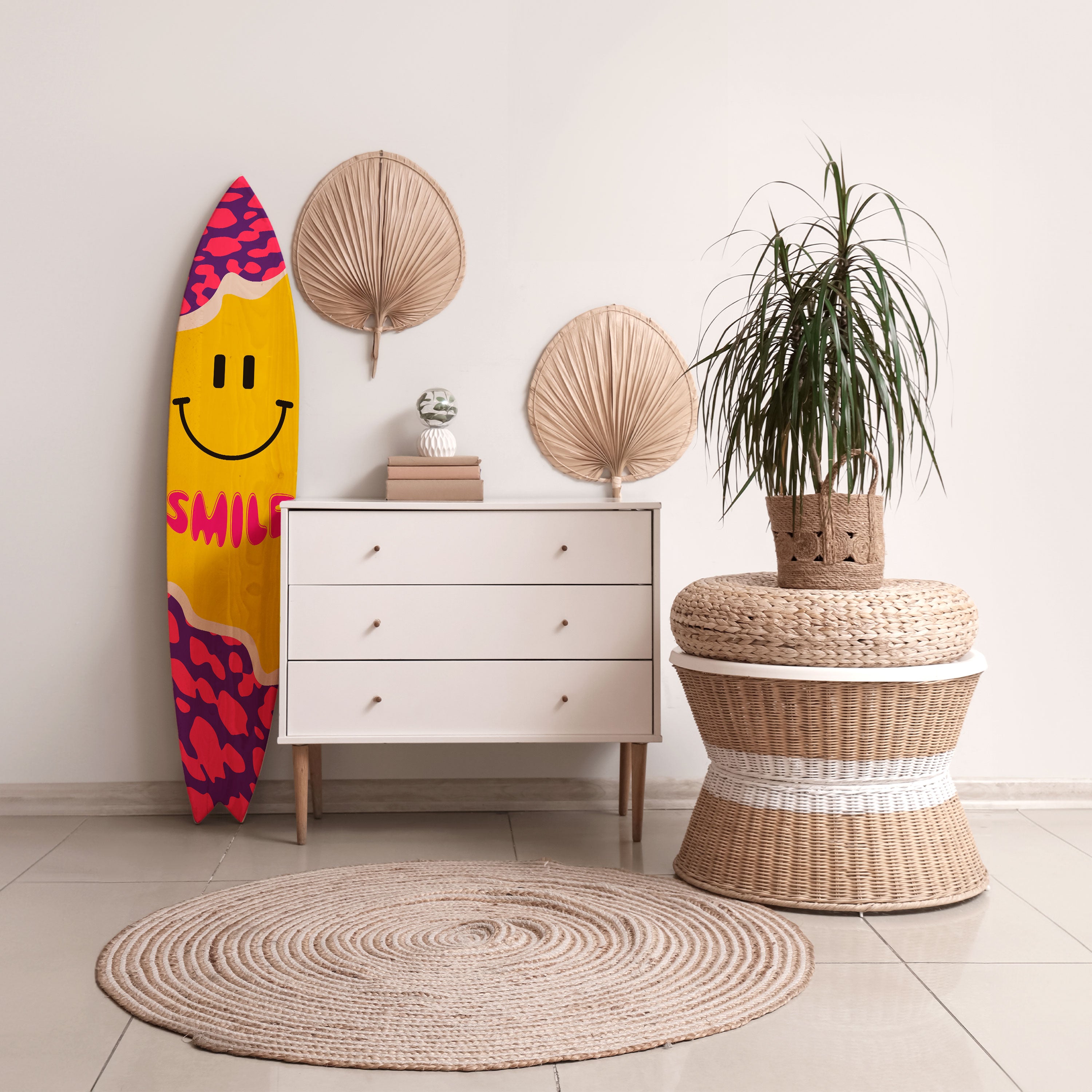 KEEP SMILING Deko-Surfboard