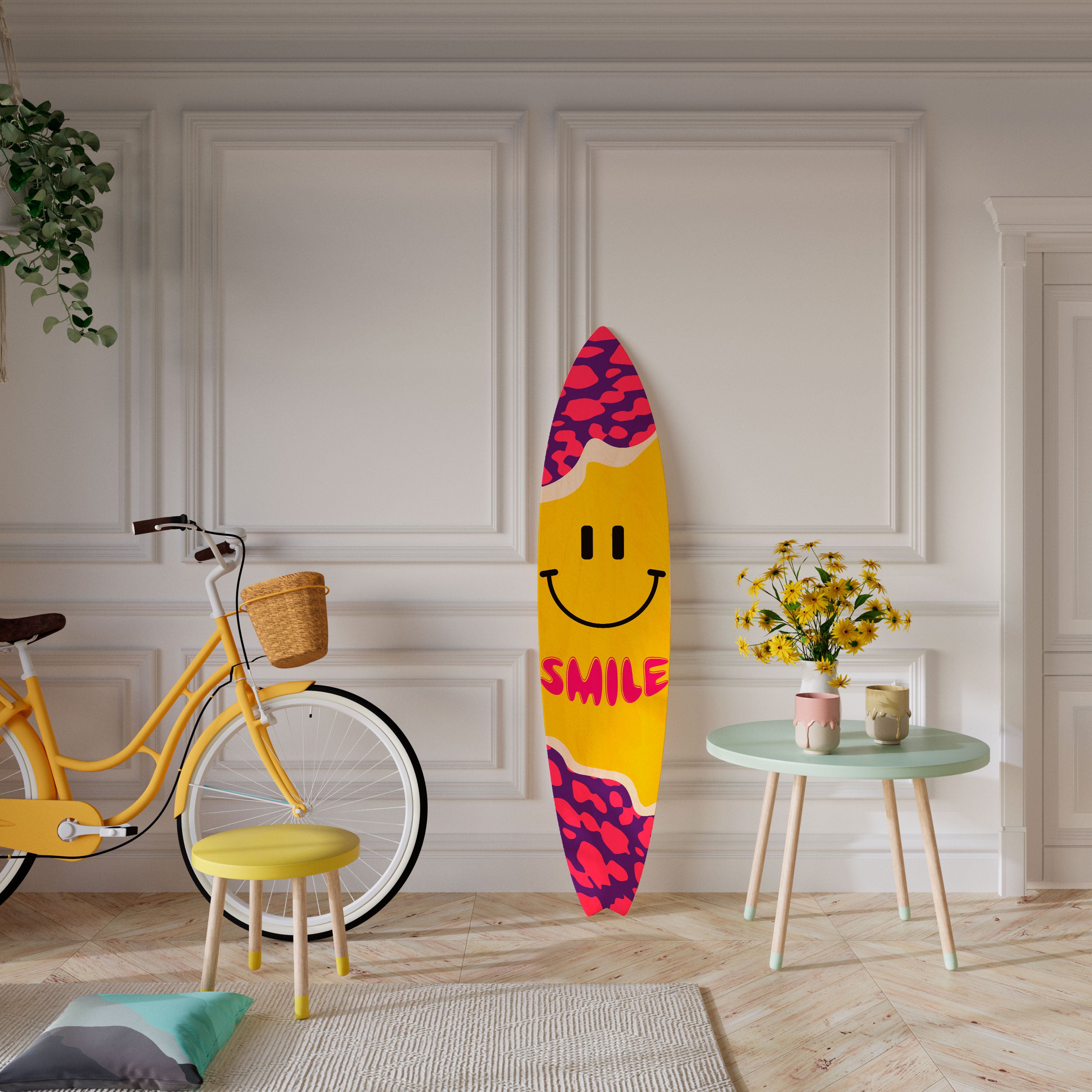 KEEP SMILING Deko-Surfboard