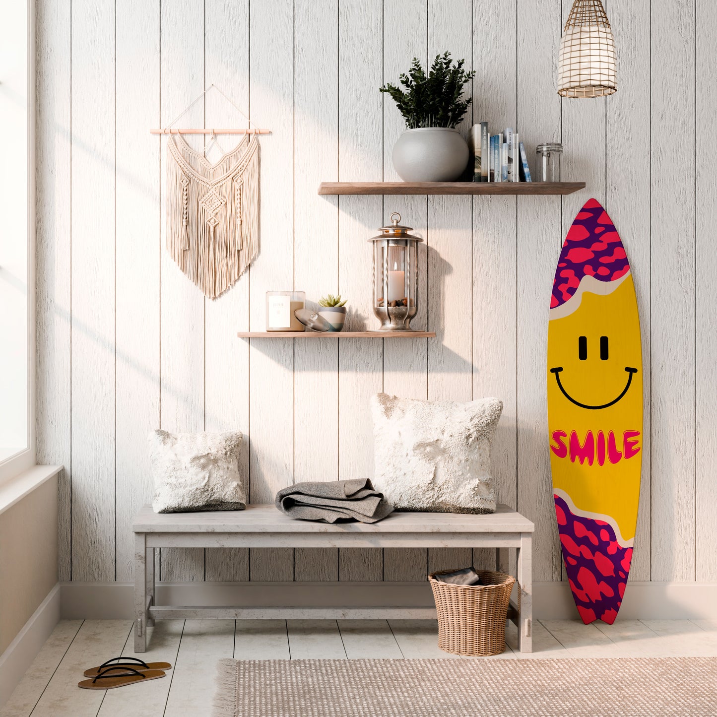KEEP SMILING Deko-Surfboard