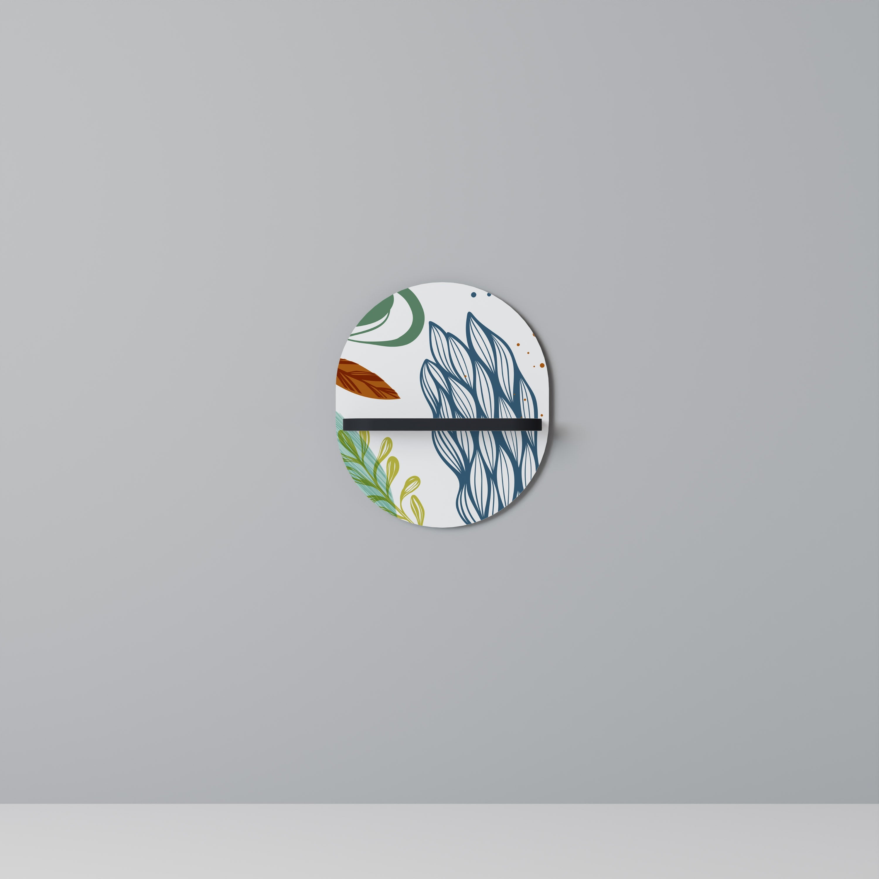 BOTANICAL HURRICANE Ovales Kunstregal in Schwarz