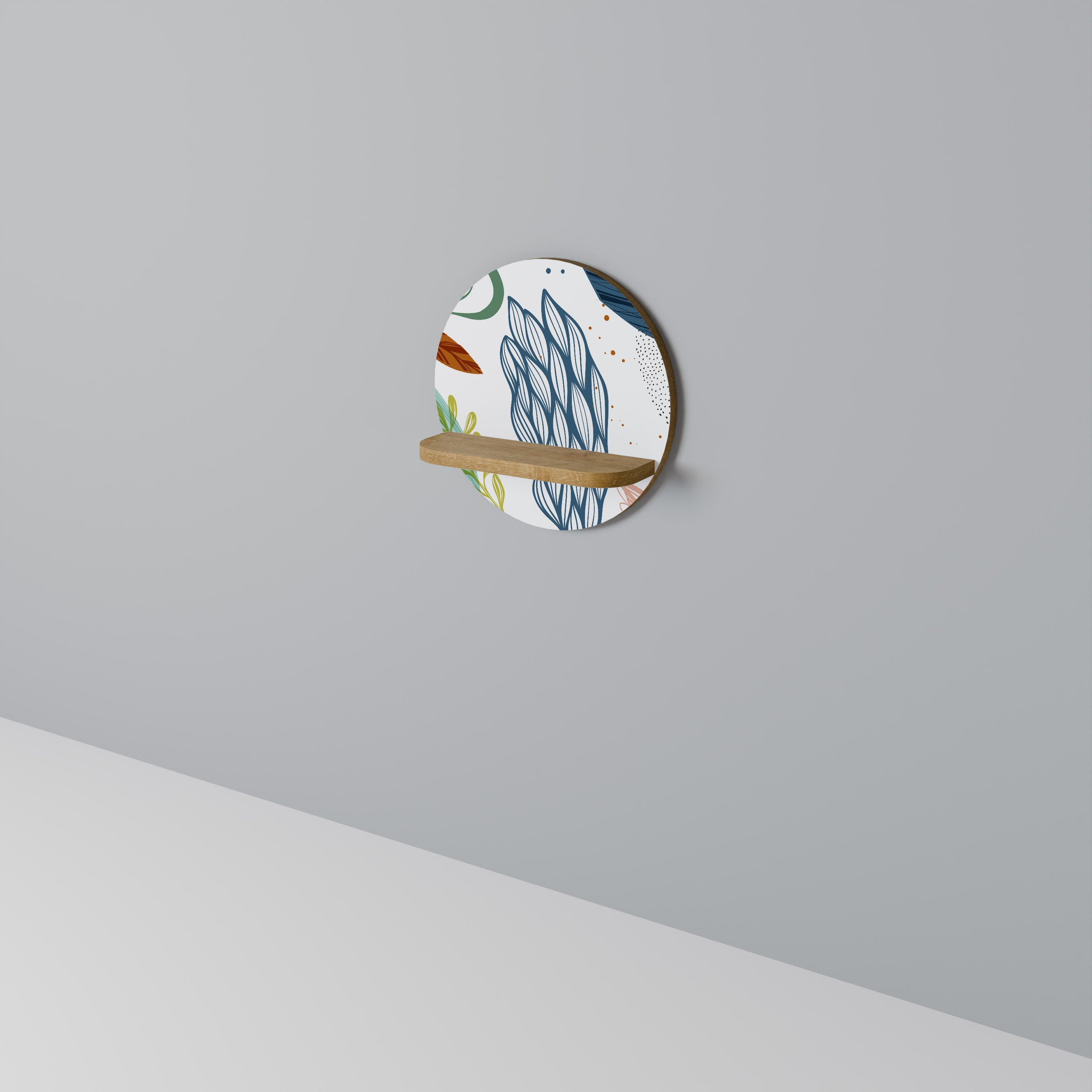 BOTANICAL HURRICANE Rundes Kunstregal in Eiche-Optik