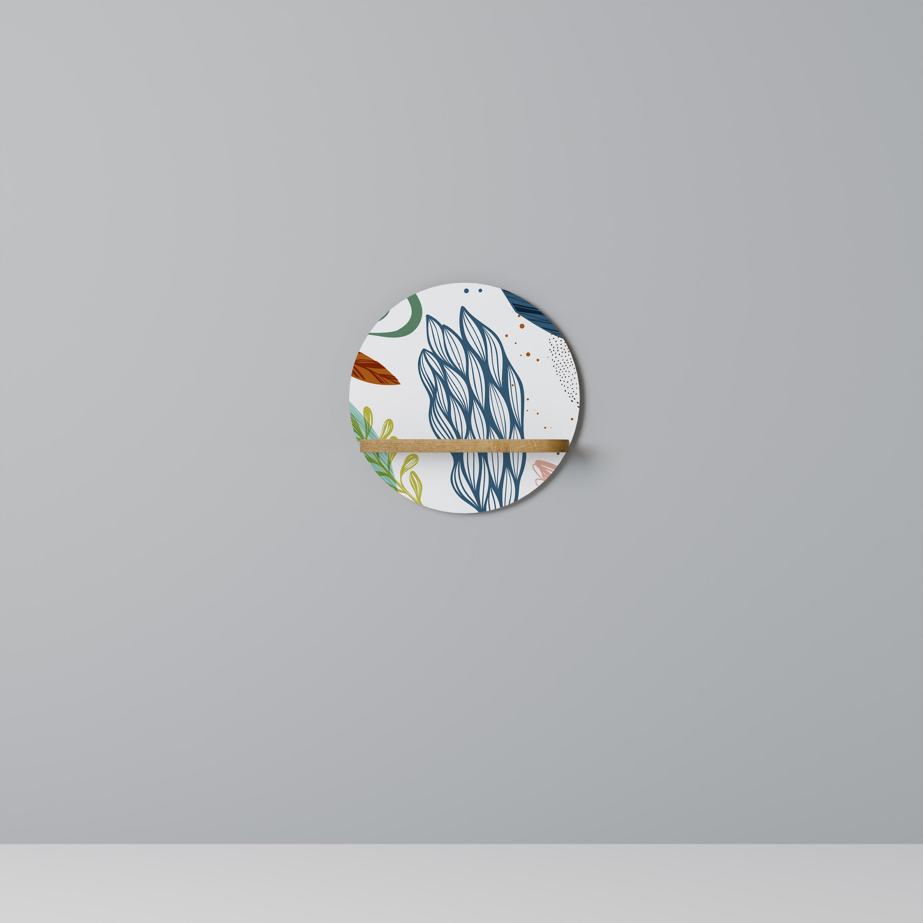 BOTANICAL HURRICANE Rundes Kunstregal in Eiche-Optik