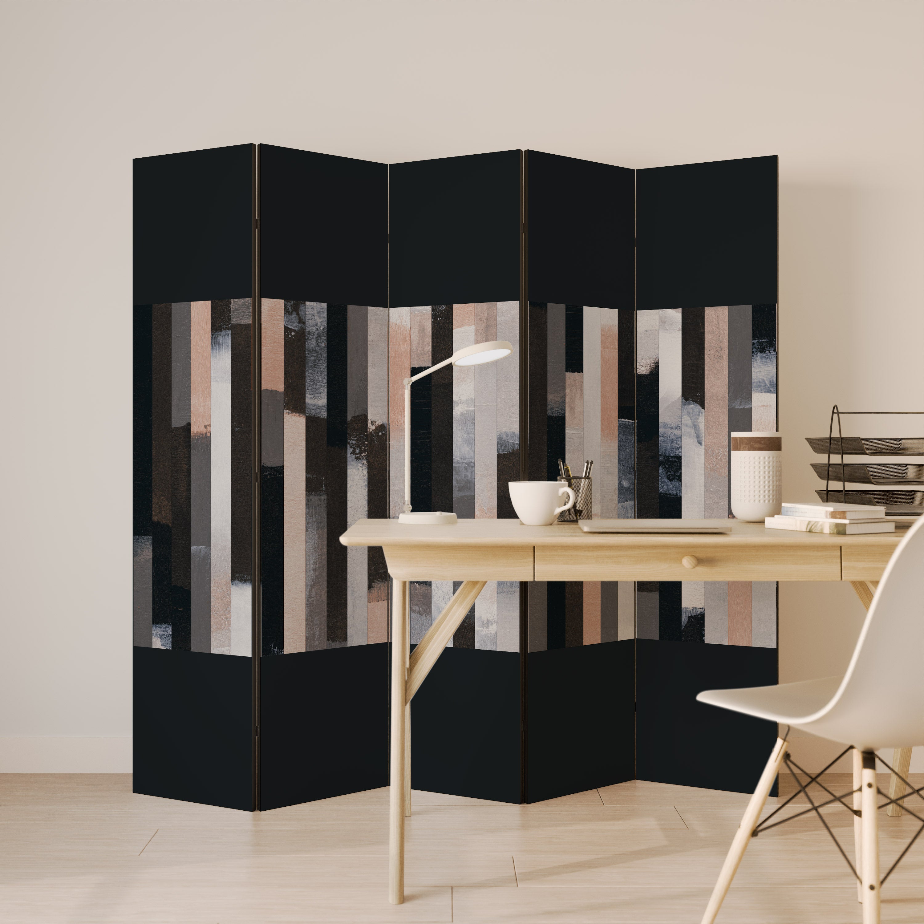 COLLAGE OF RECTANGLES Decorative 5-Panel Room Divider