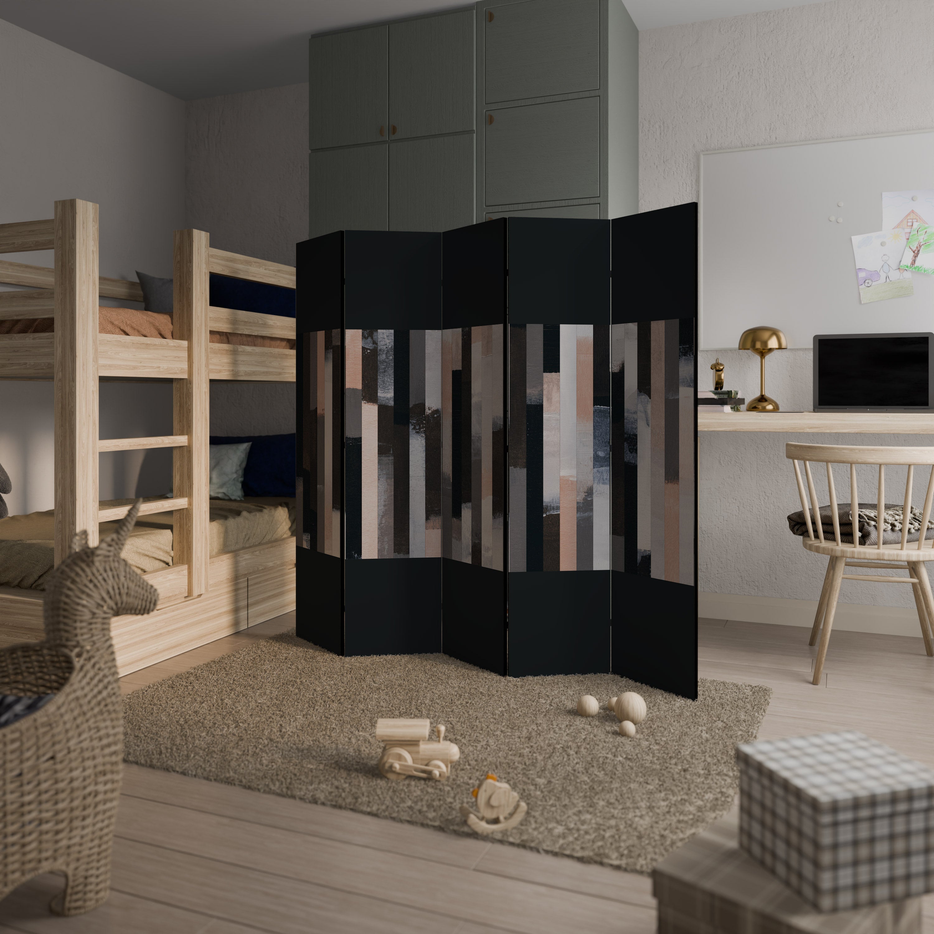 COLLAGE OF RECTANGLES Decorative 5-Panel Room Divider