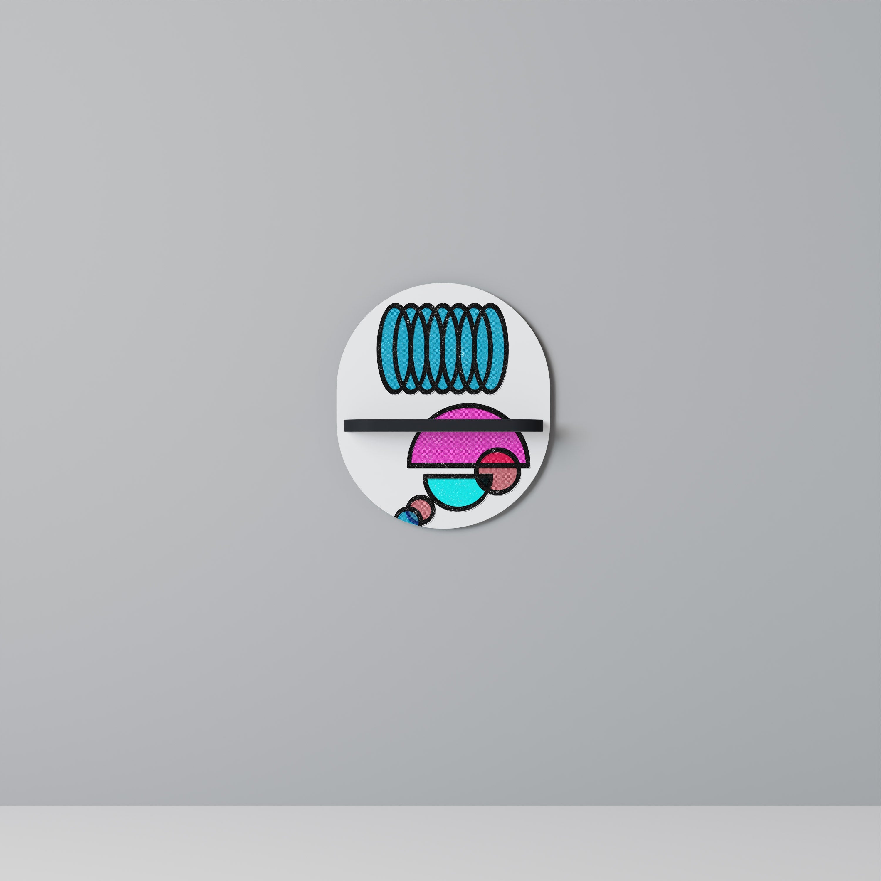 GEOMETRIC RHAPSODY Ovales Kunstregal in Schwarz