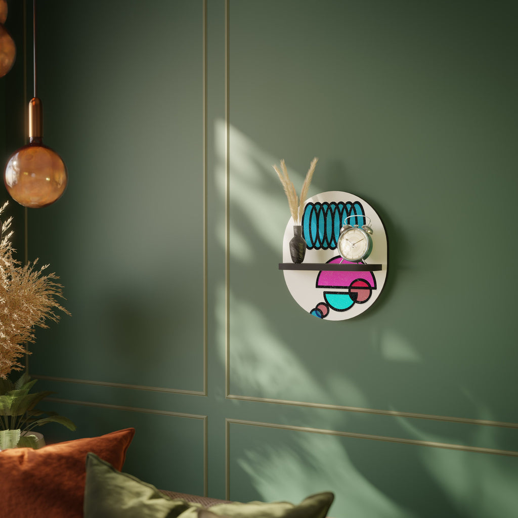 GEOMETRIC RHAPSODY Ovales Kunstregal in Schwarz