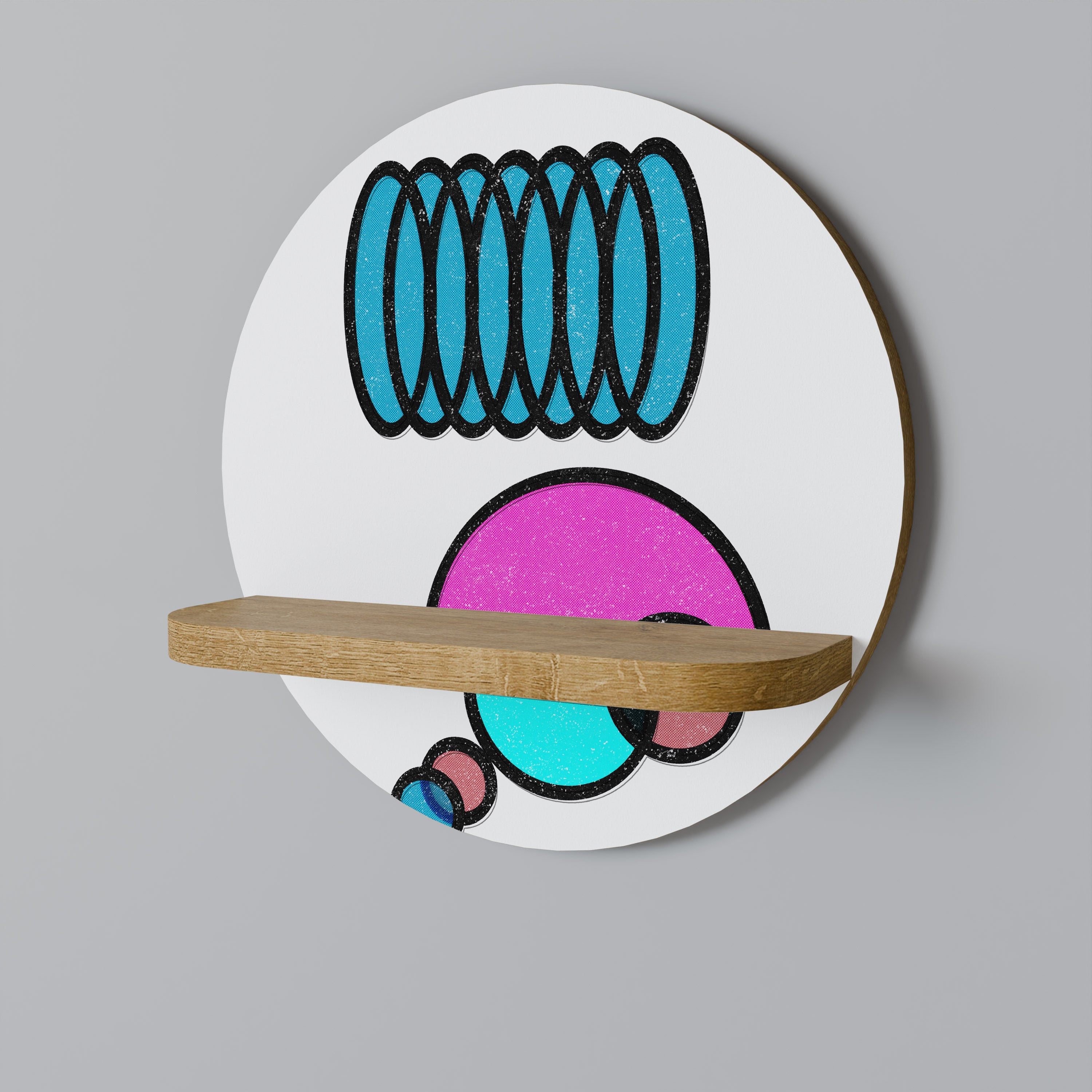 GEOMETRIC RHAPSODY Rundes Kunstregal in Eiche-Optik