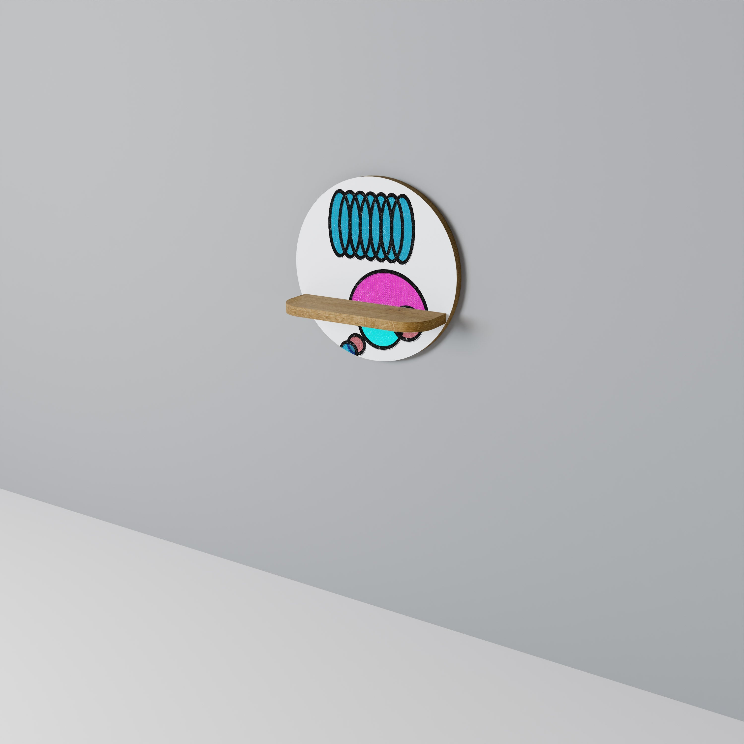 GEOMETRIC RHAPSODY Rundes Kunstregal in Eiche-Optik