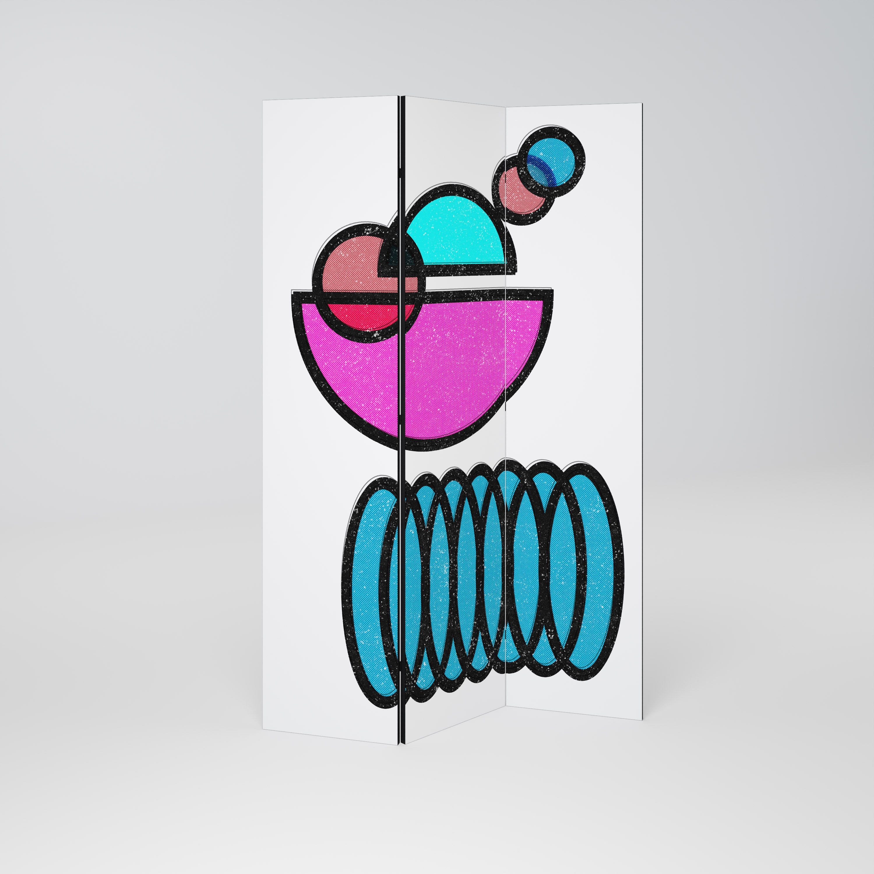 GEOMETRIC RHAPSODY Dekorativer 3-teiliger Raumteiler