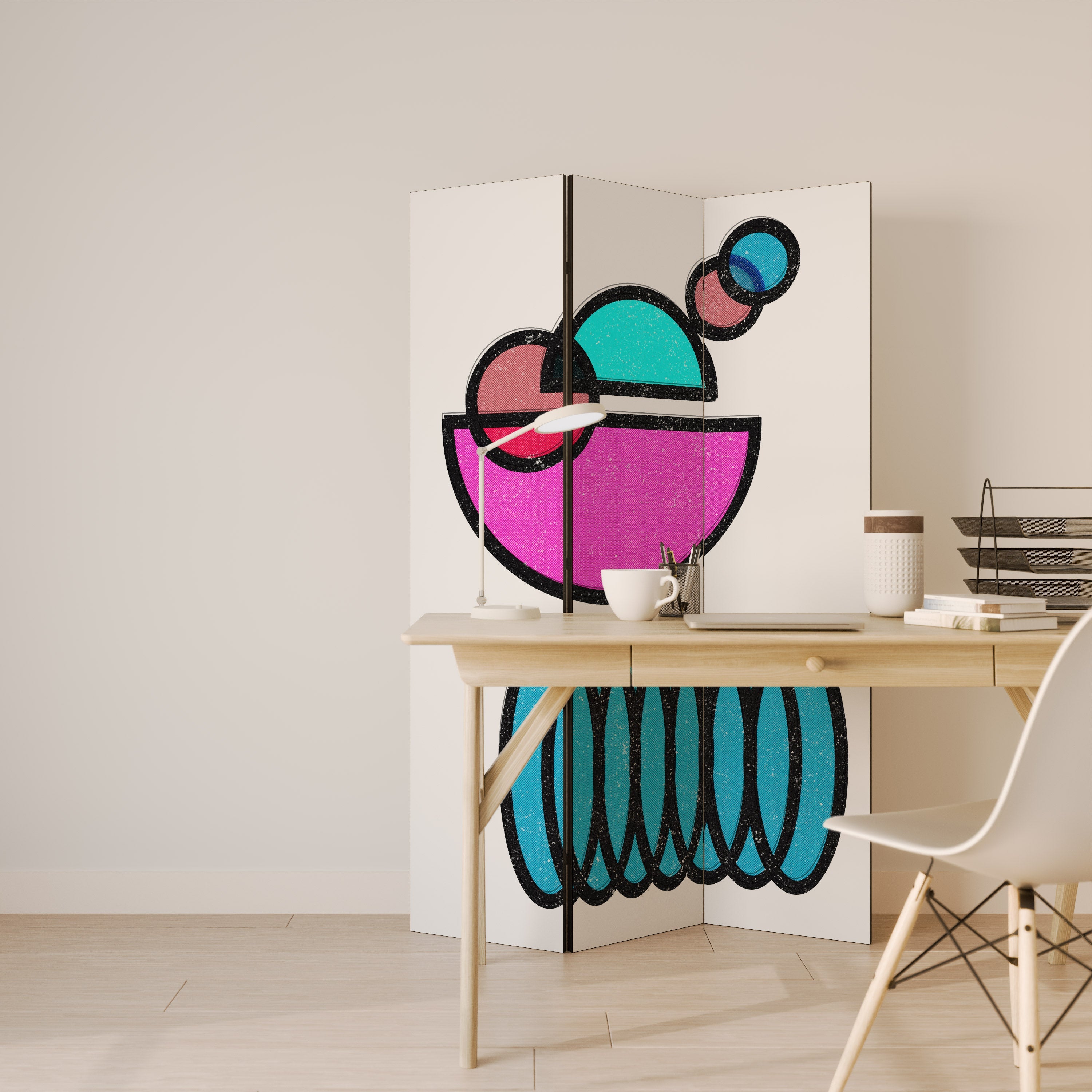 GEOMETRIC RHAPSODY Dekorativer 3-teiliger Raumteiler
