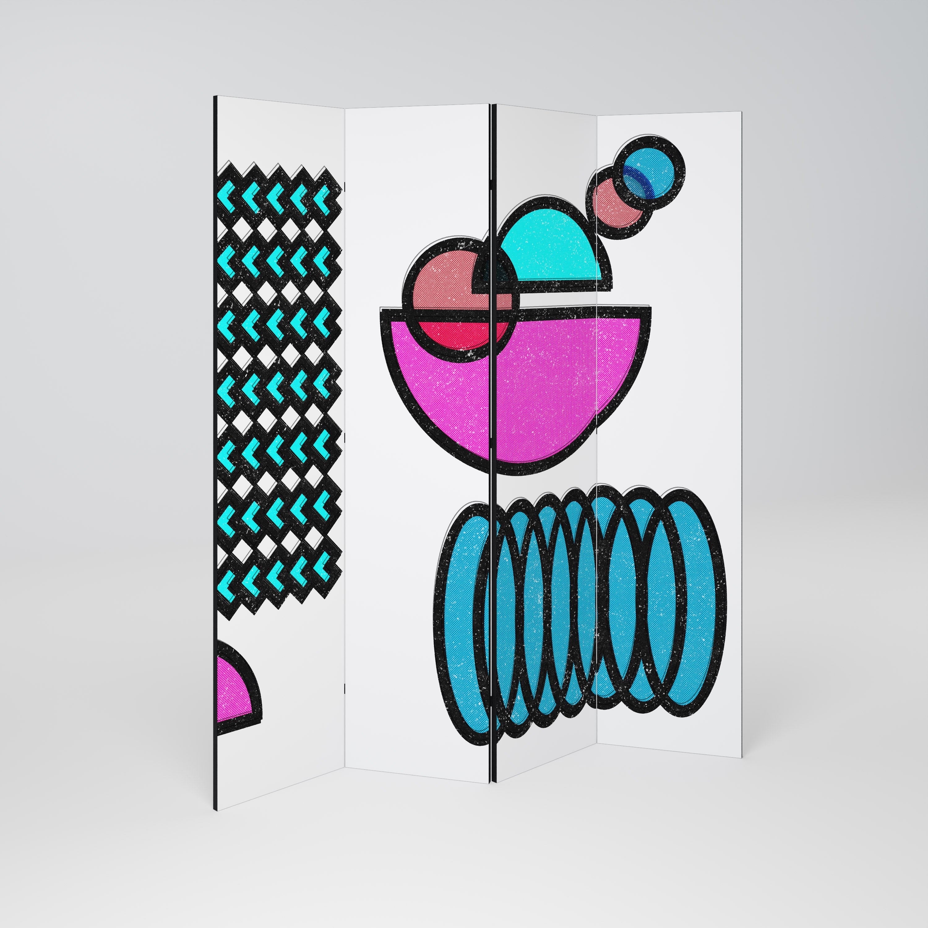 GEOMETRIC RHAPSODY Dekorativer 4-teiliger Raumteiler