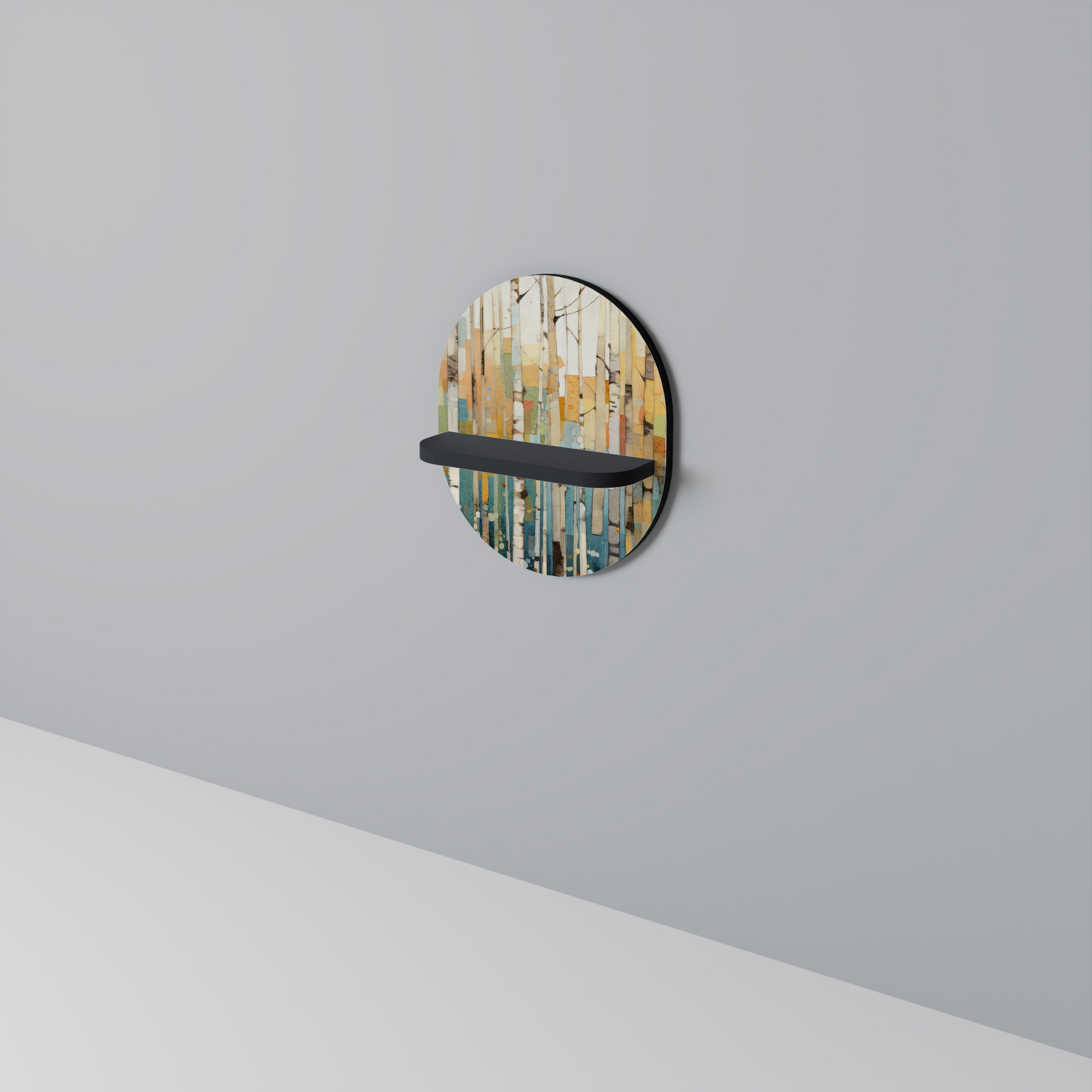 BIRCH KALEIDOSCOPE Ovales Kunstregal in Schwarz